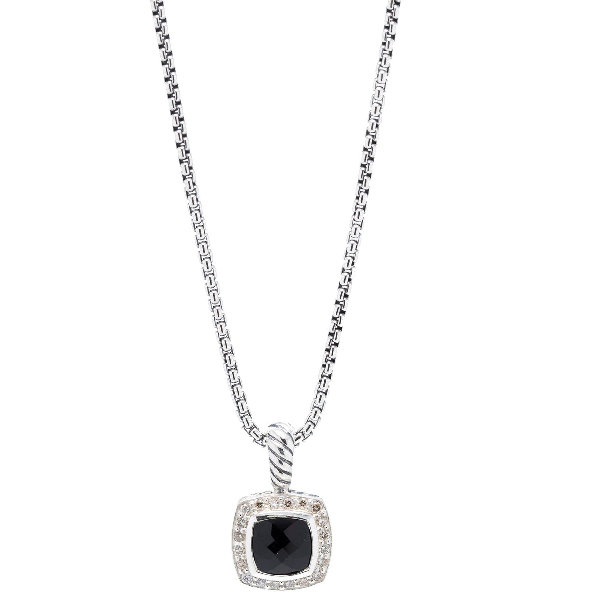 David Yurman Petite Albion Pendant with Black Onyx and Diamonds
