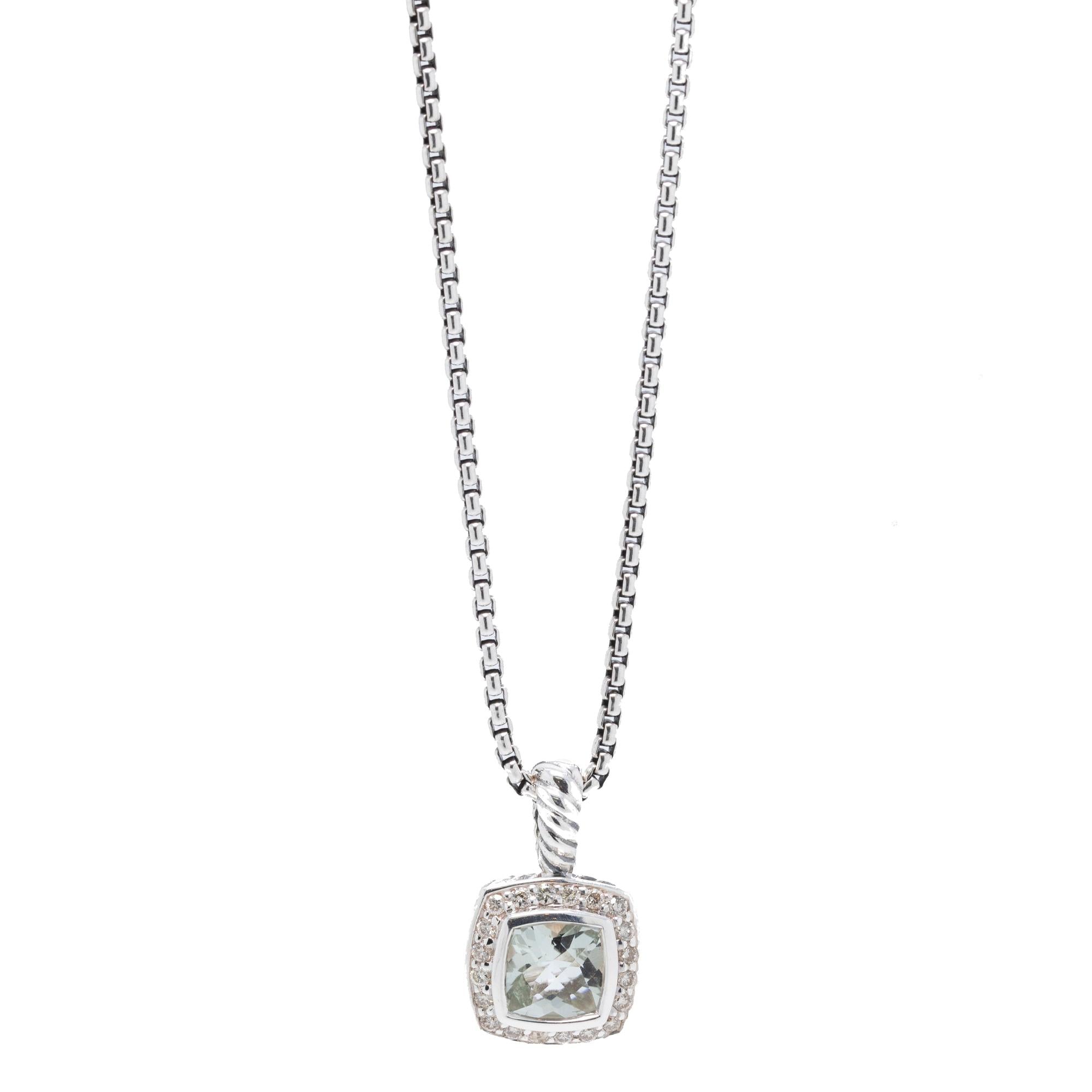 David Yurman Petite Albion Pendant with Prasiolite and Diamonds