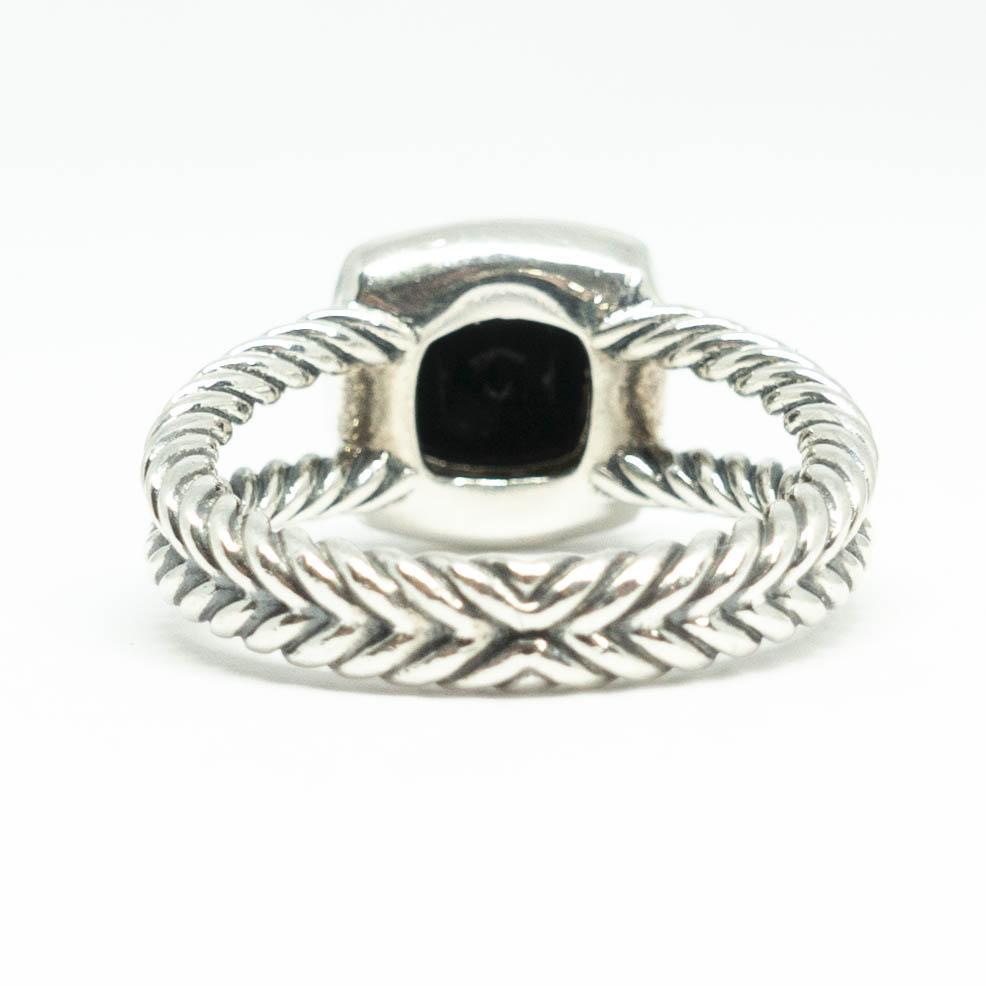 David Yurman Petite Albion Ring with Black Onyx and Diamonds