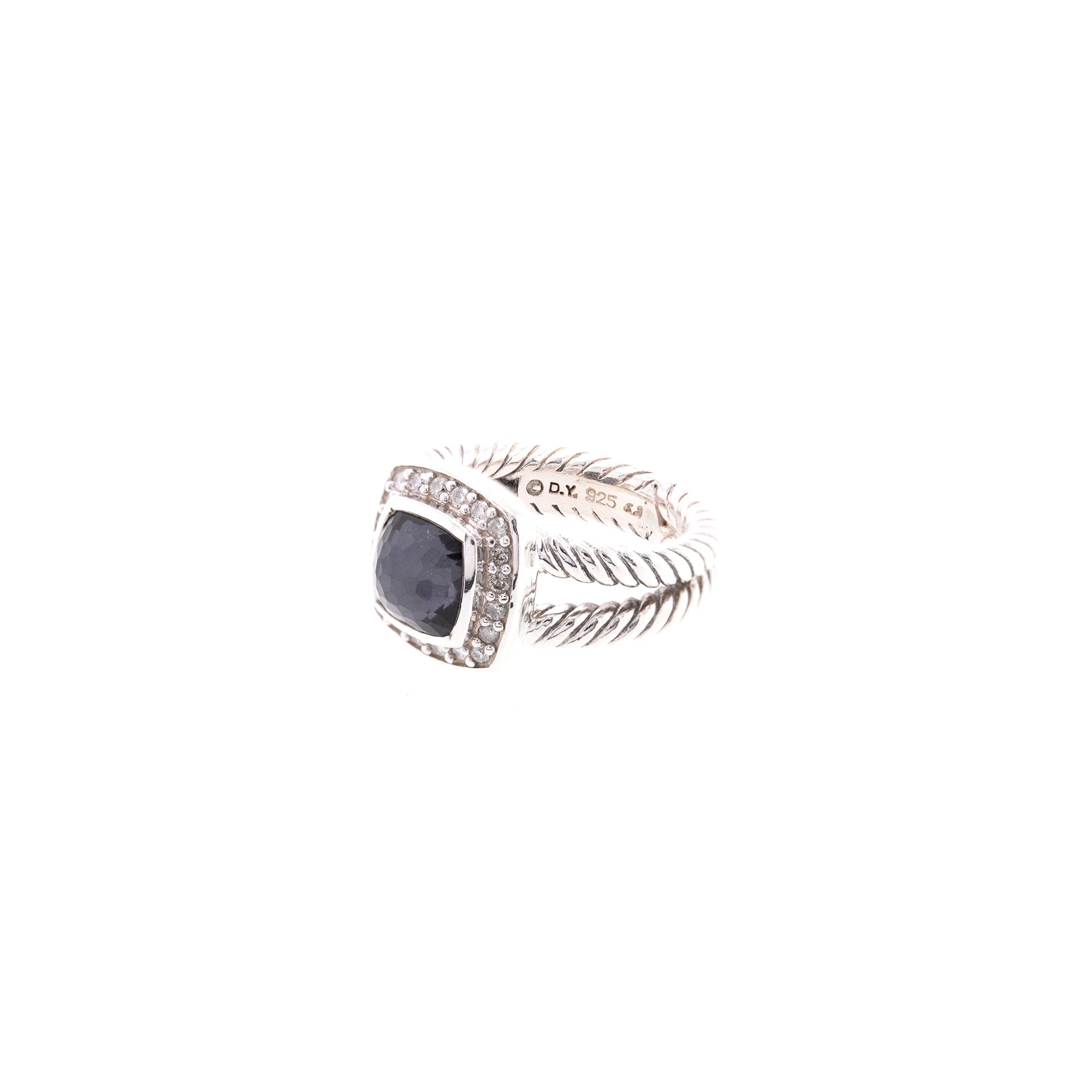David Yurman Petite Albion Ring with Black Orchid and Diamonds