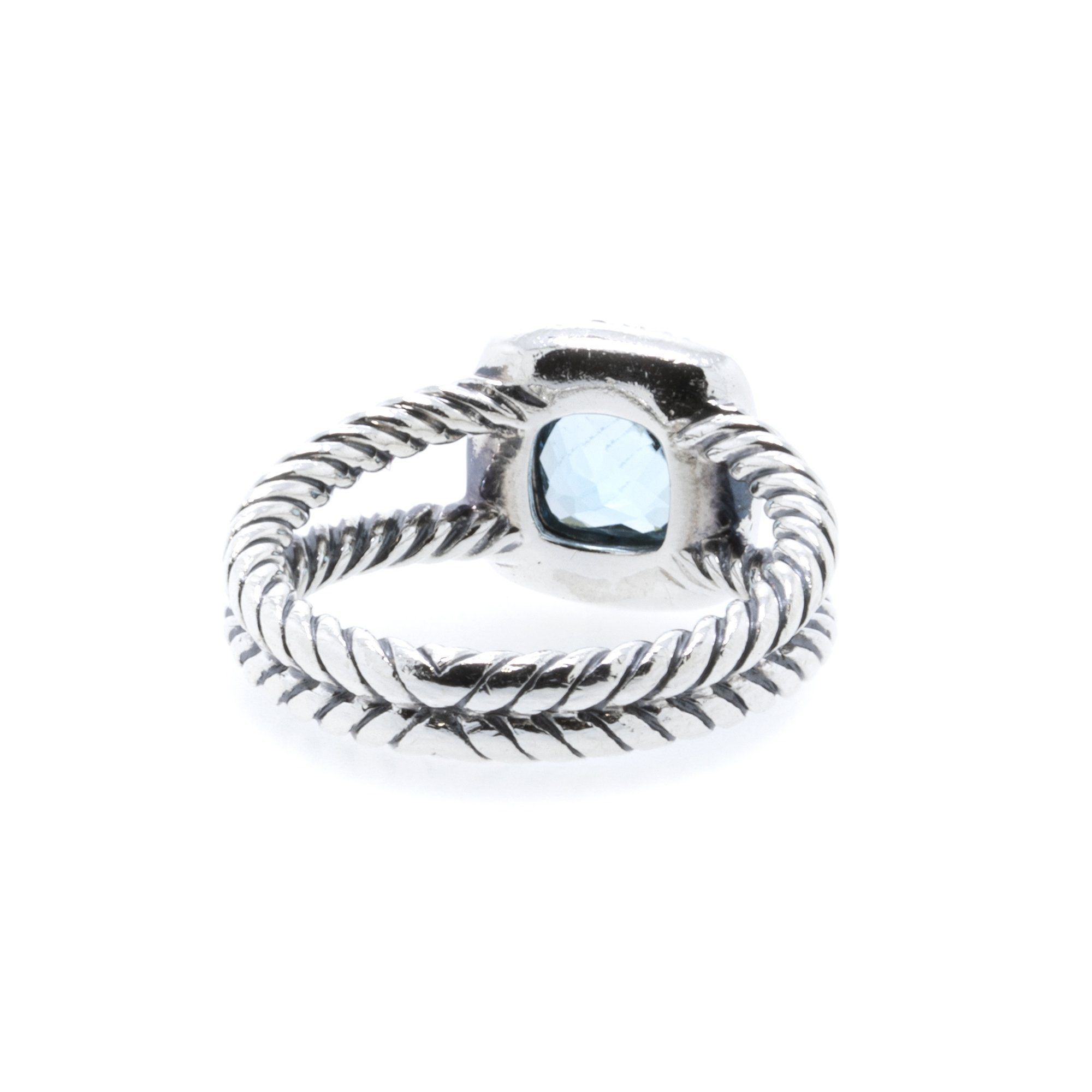 David Yurman Petite Albion Ring with Blue Topaz and Diamonds