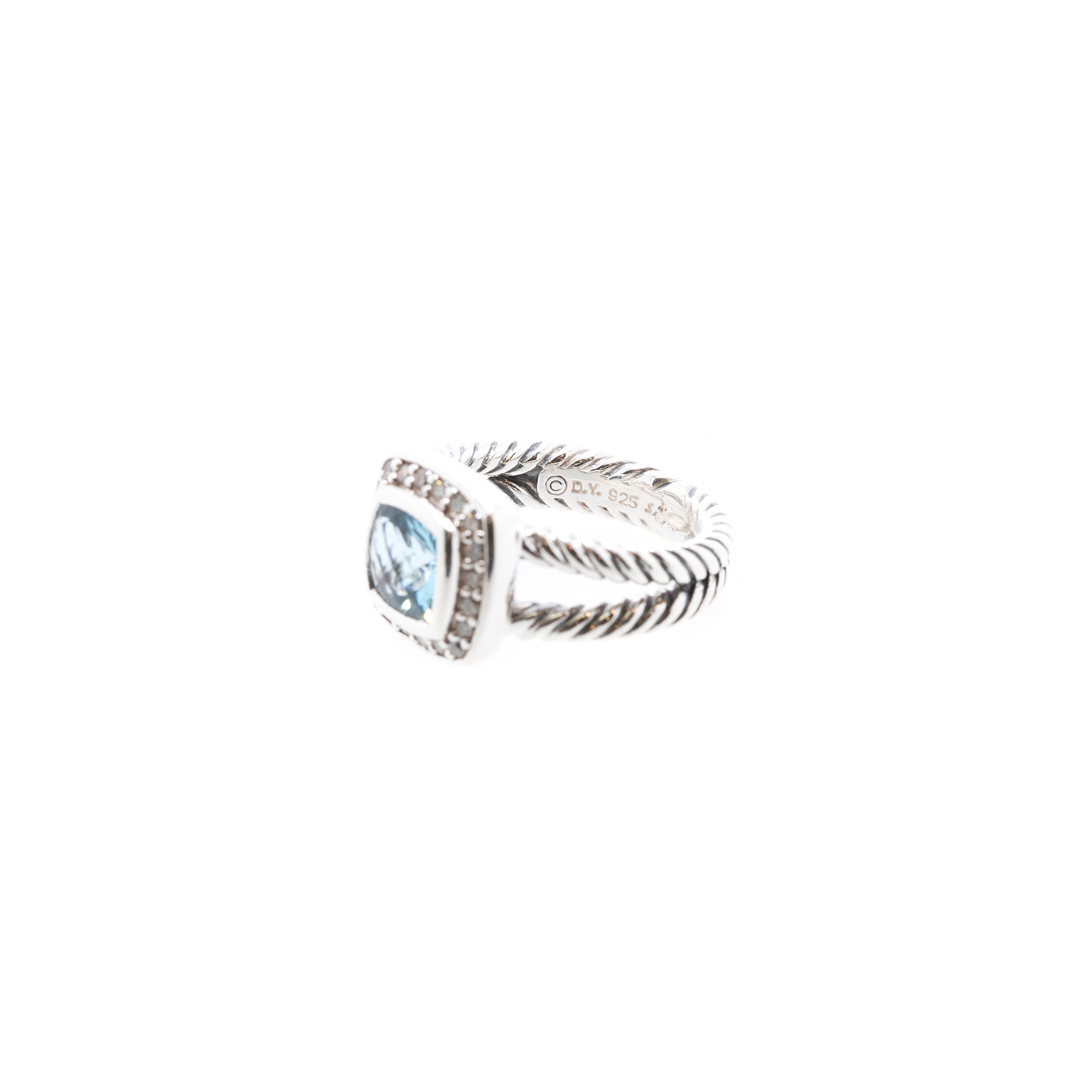 David Yurman Petite Albion Ring with Blue Topaz and Diamonds