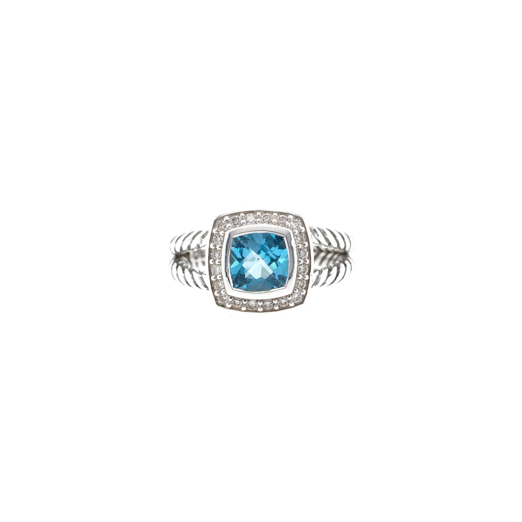 David Yurman Petite Albion Ring with Blue Topaz and Diamonds