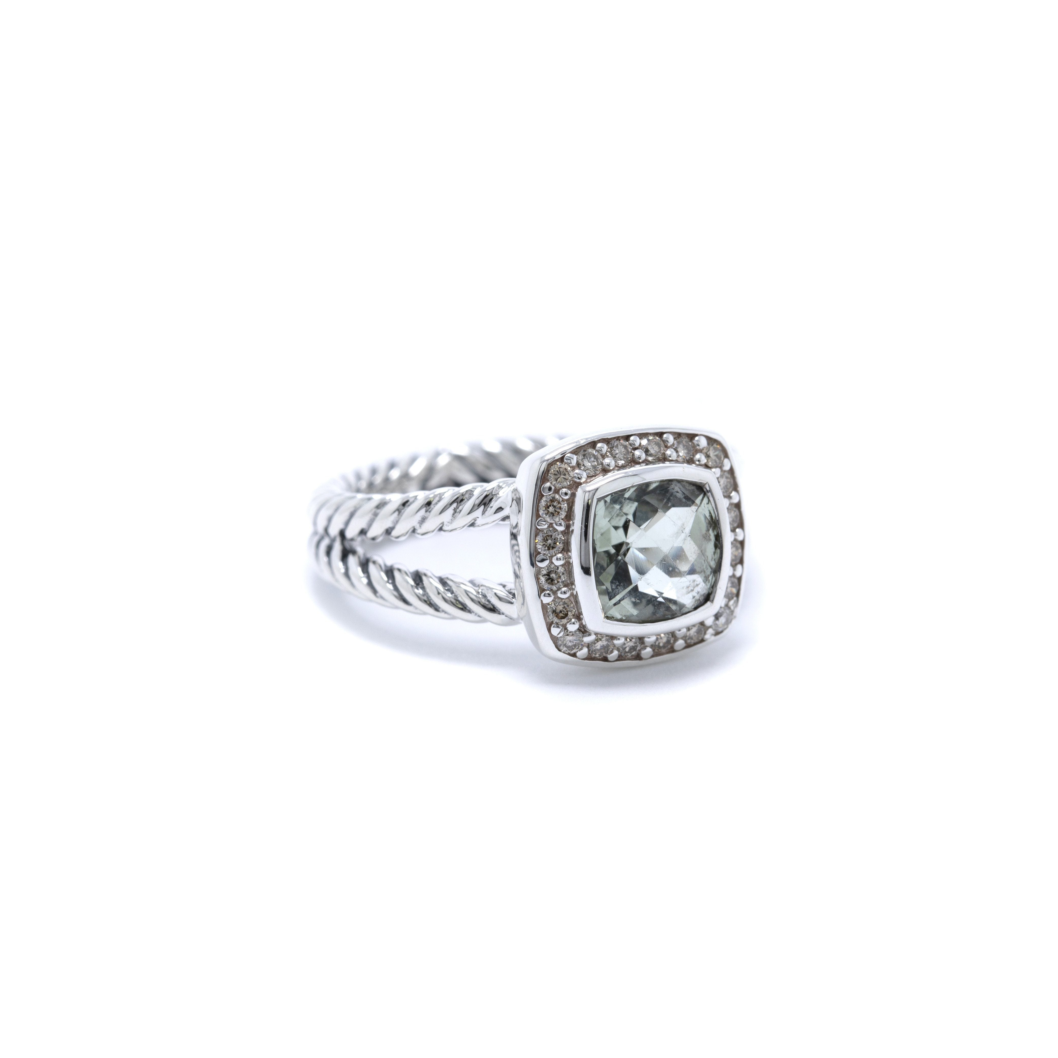 David Yurman Petite Albion Ring with Prasiolite and Diamonds
