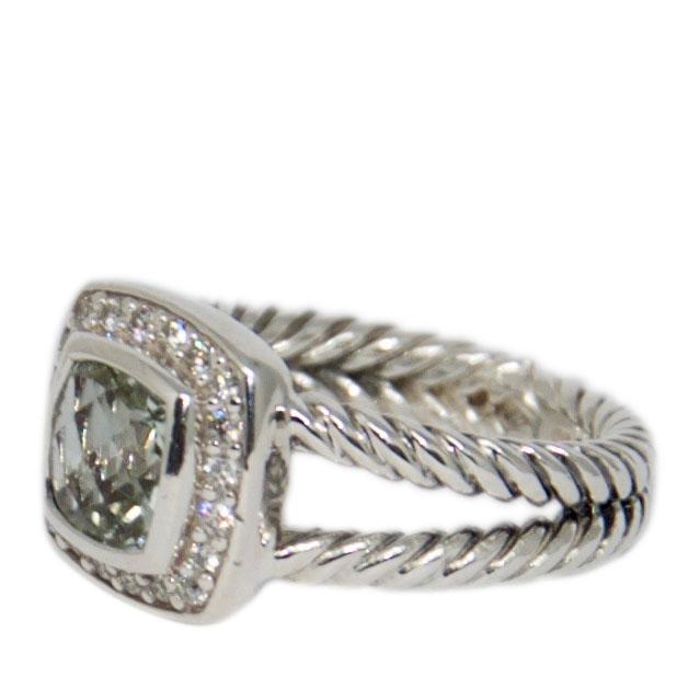 David Yurman Petite Albion Ring with Prasiolite and Diamonds