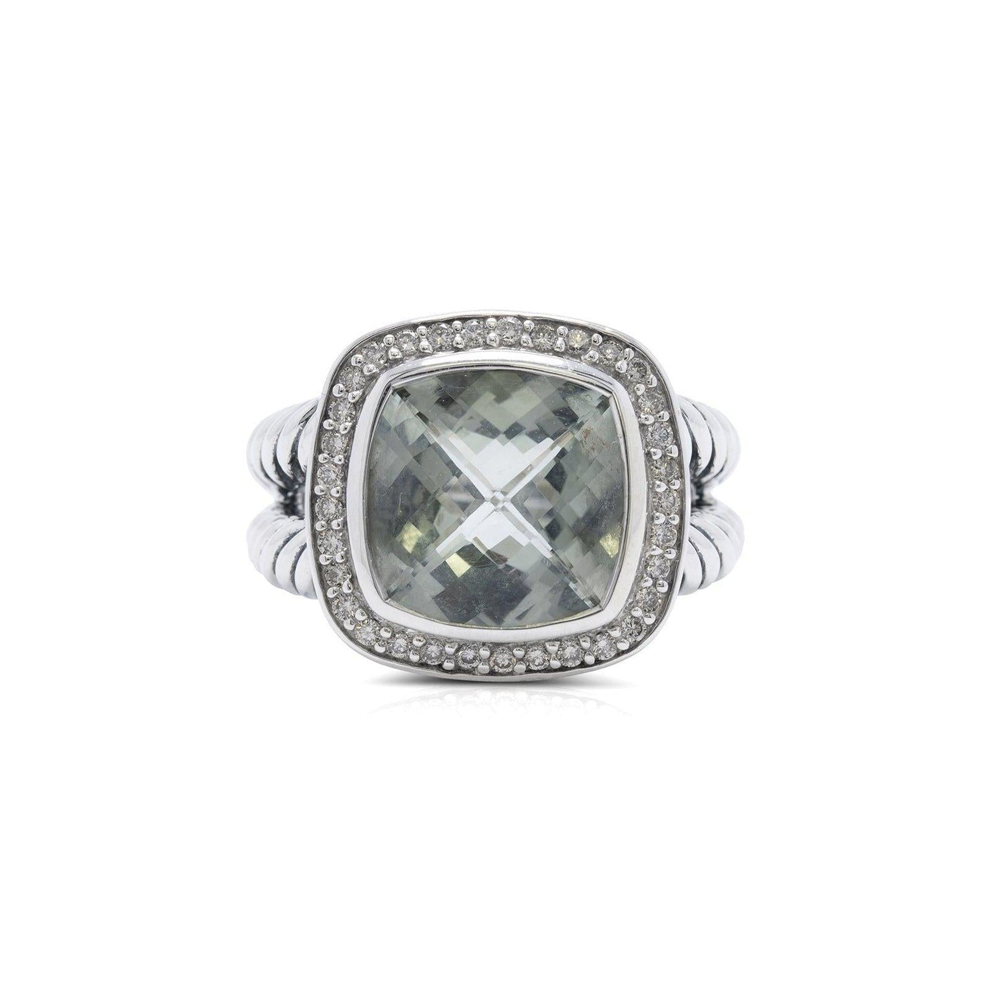 David Yurman Petite Albion Ring with Prasiolite and Diamonds