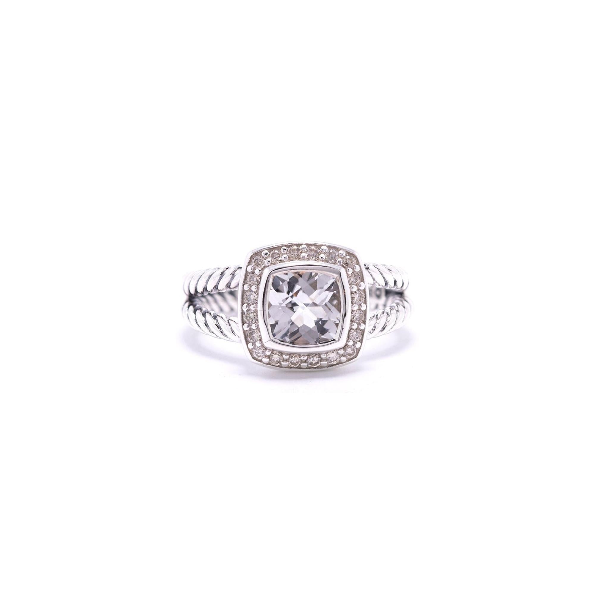 David Yurman Petite Albion Ring with Topaz and Diamonds