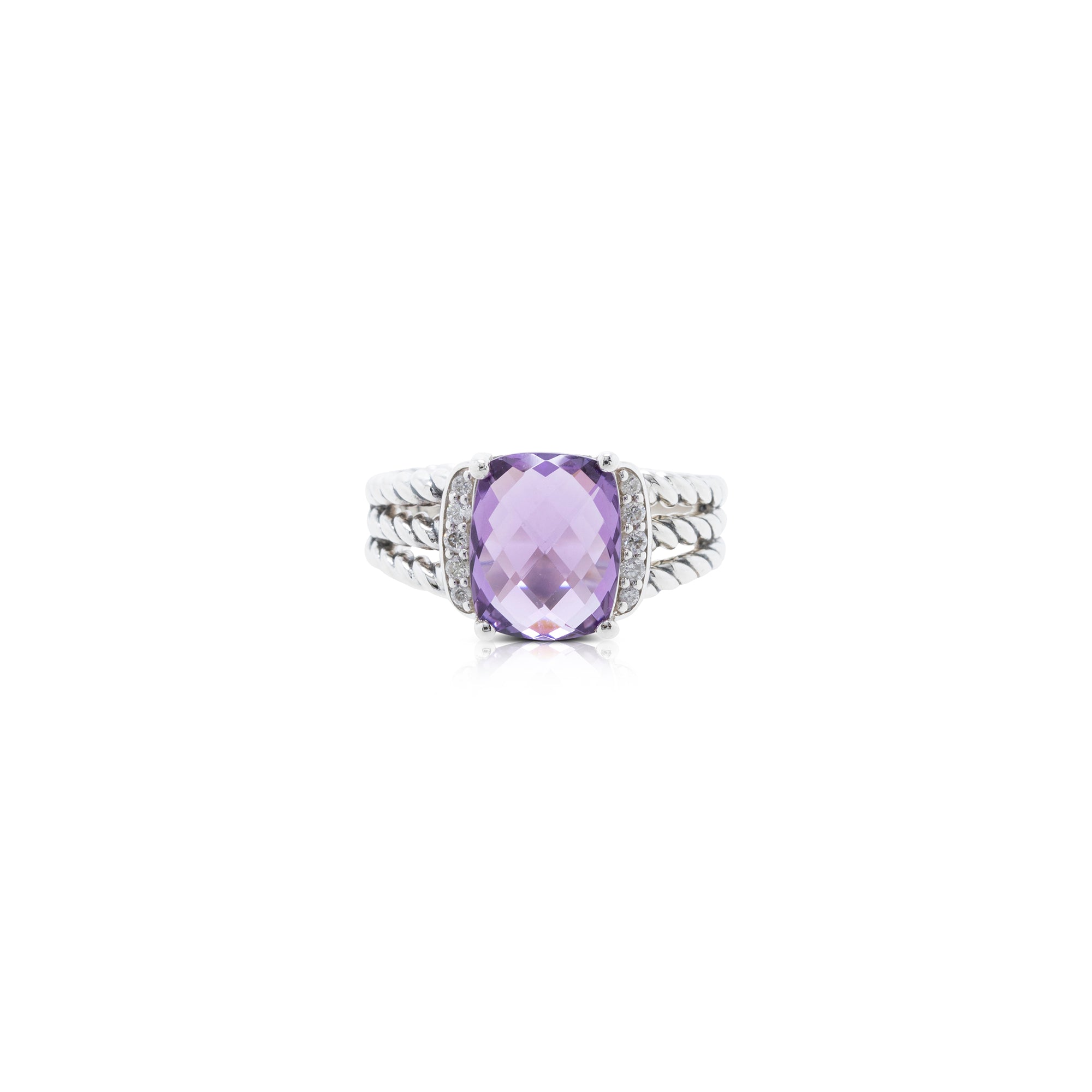 David Yurman Petite Wheaton Ring with Amethyst & Diamonds