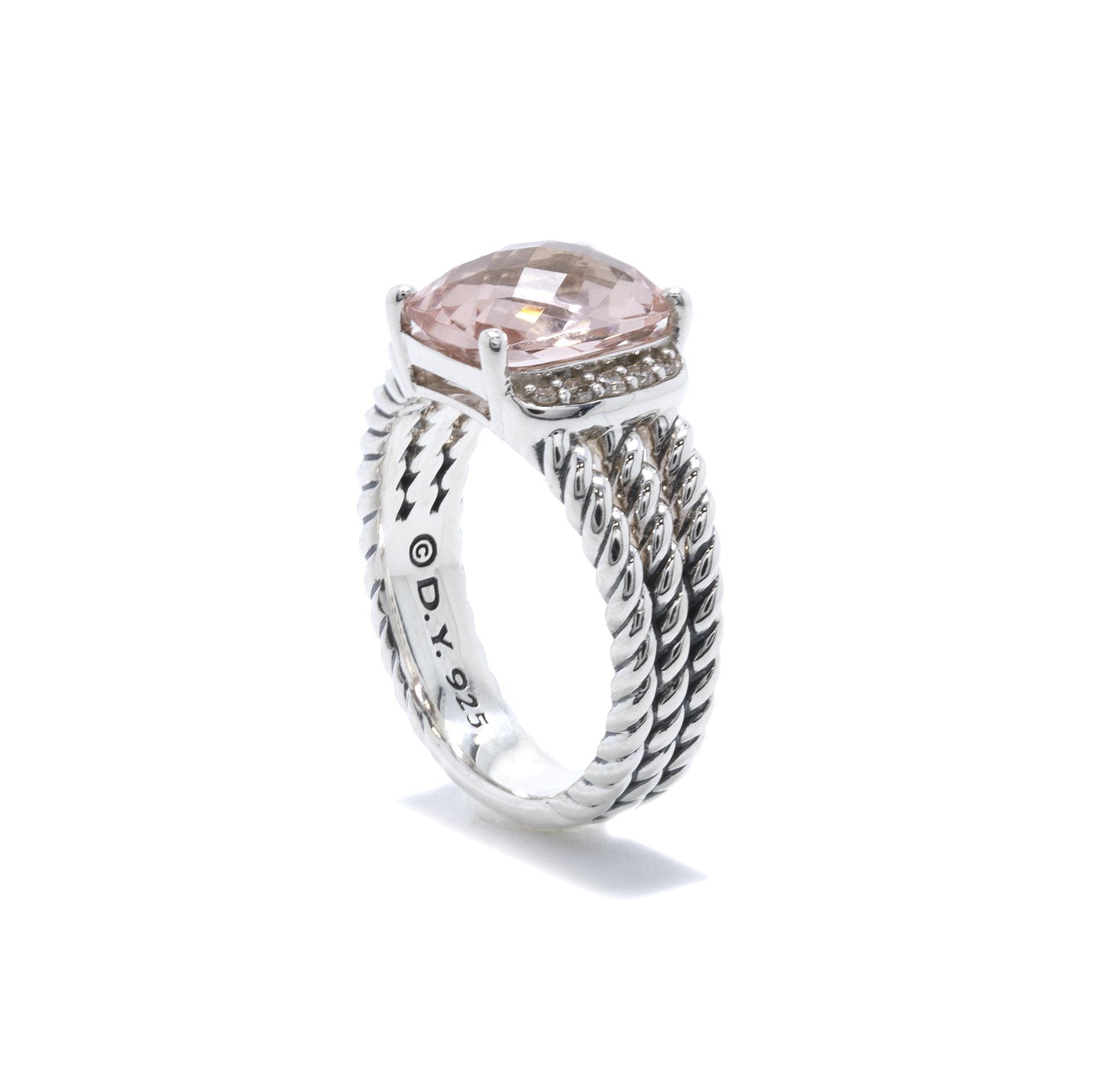 David Yurman Petite Wheaton Ring with Morganite and Diamonds