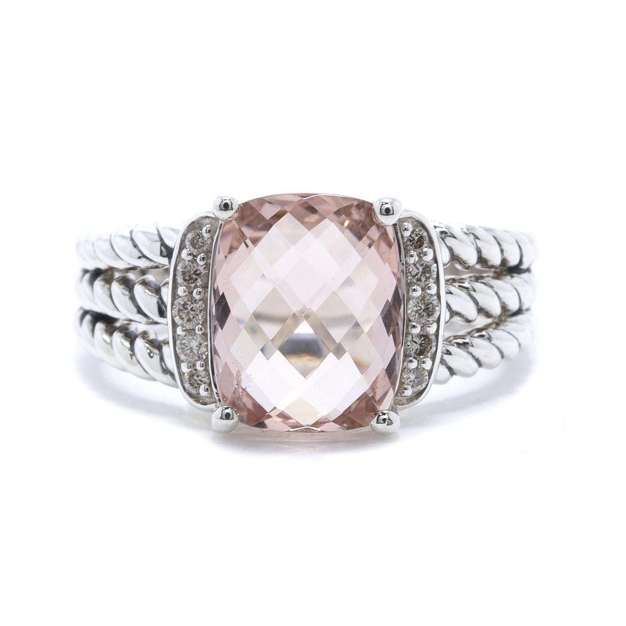 David Yurman Petite Wheaton Ring with Morganite and Diamonds
