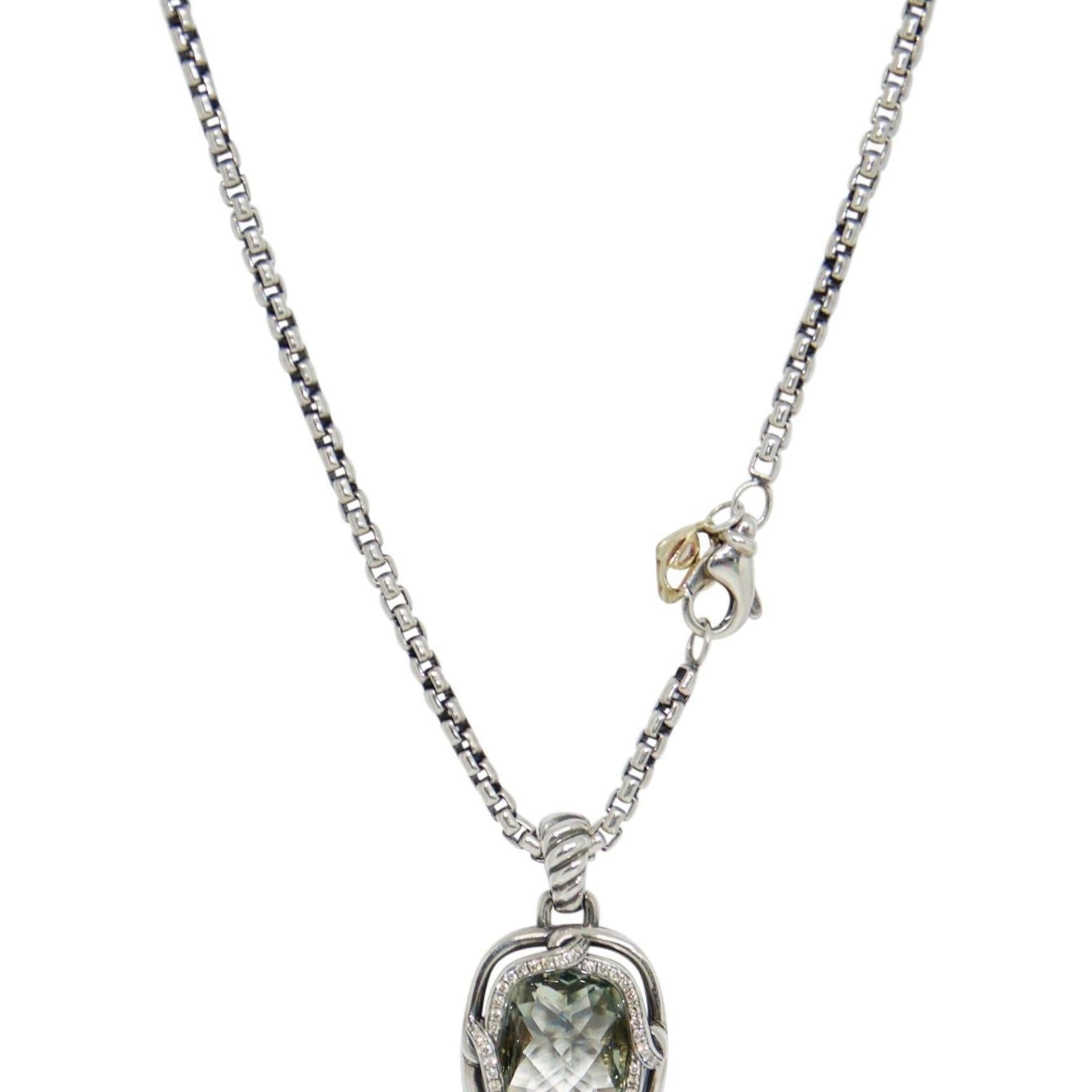 David Yurman Prasiolite and Diamond Pendant Necklace