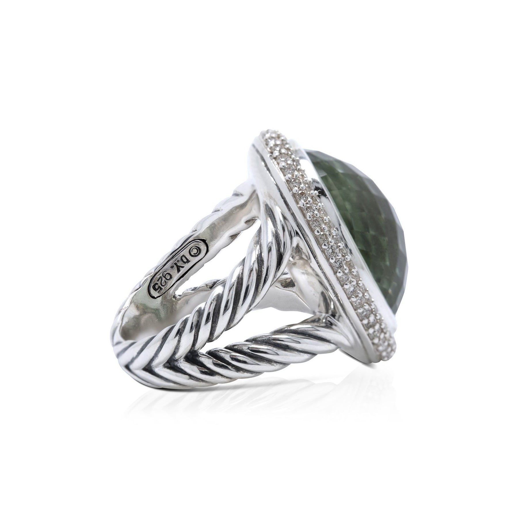 David Yurman Prasiolite and Diamond Signature Oval Ring