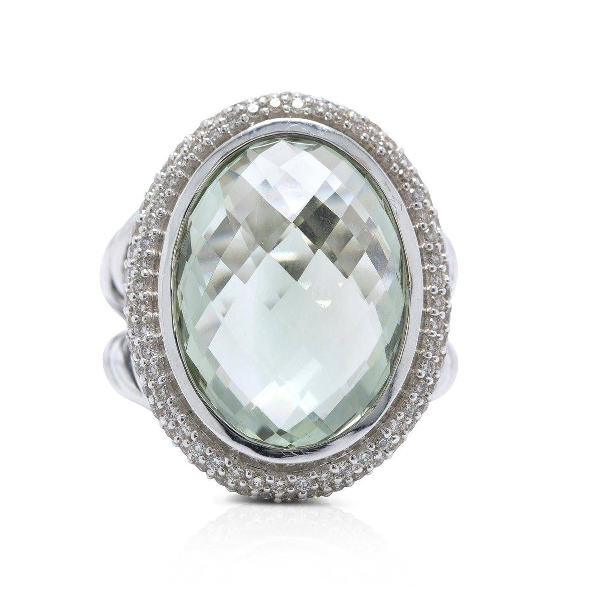 David Yurman Prasiolite and Diamond Signature Oval Ring