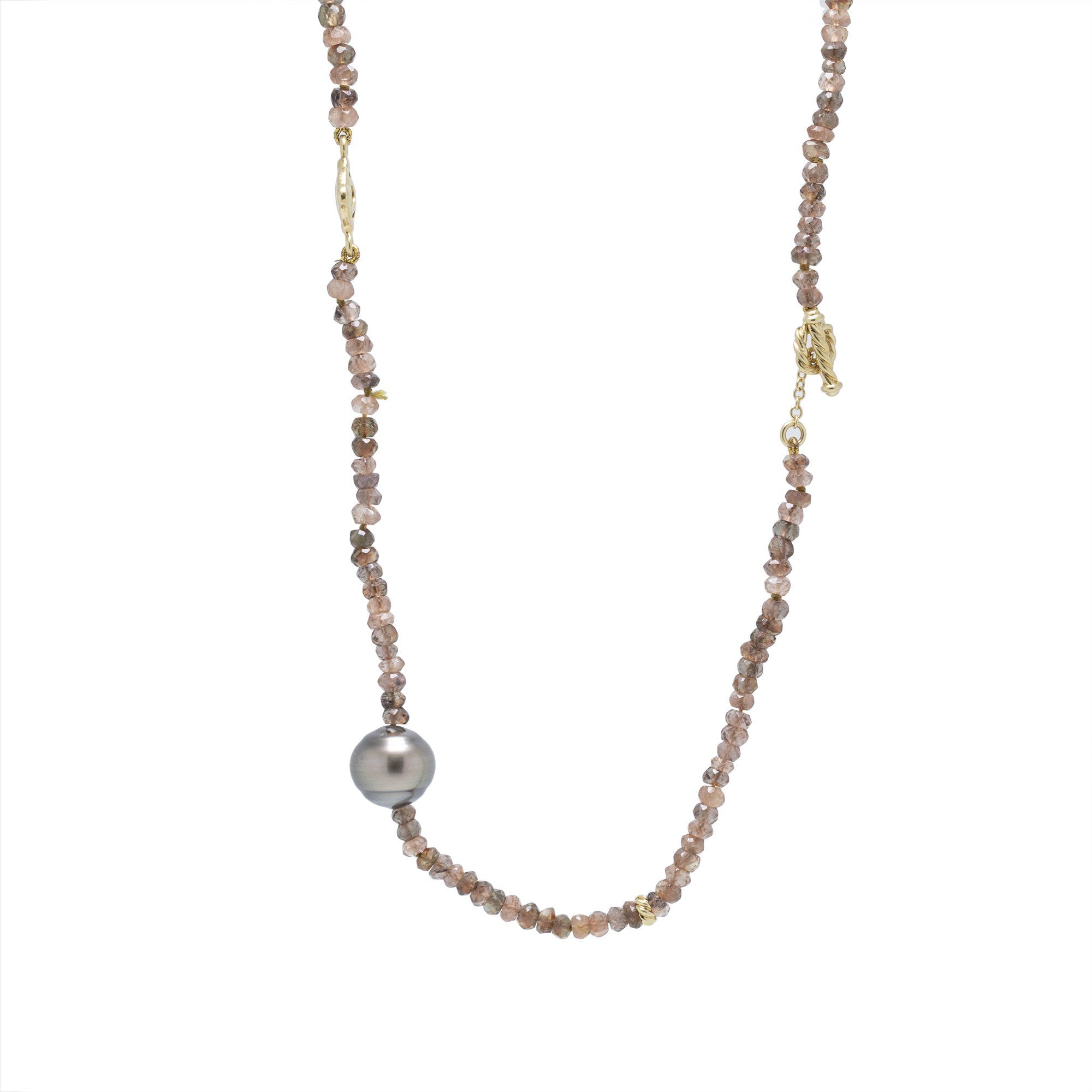 David Yurman Signature Tourmaline Bead Necklace w/ Pearl & Diamonds