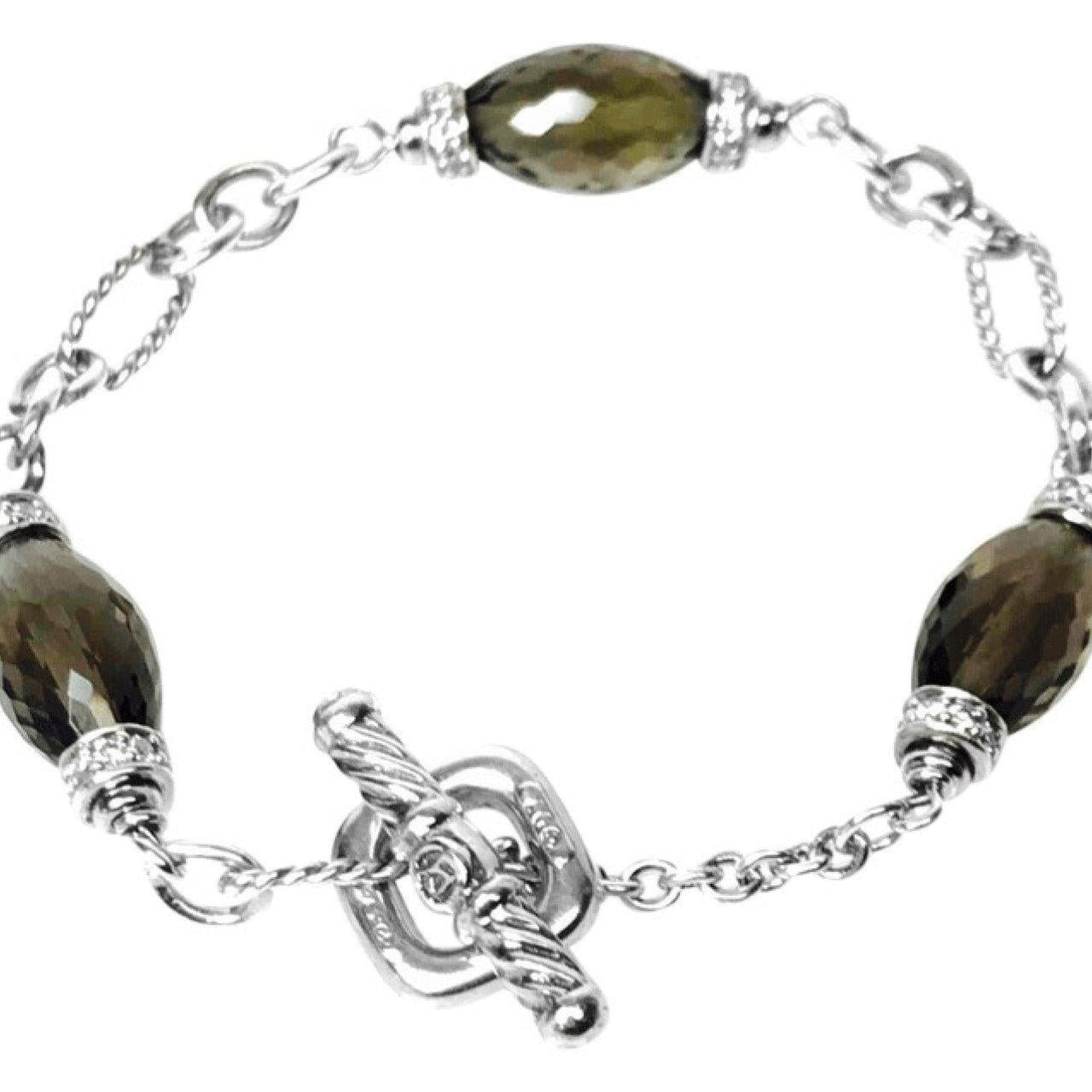 David Yurman Smoky Quartz and Diamond Figaro Link Bracelet