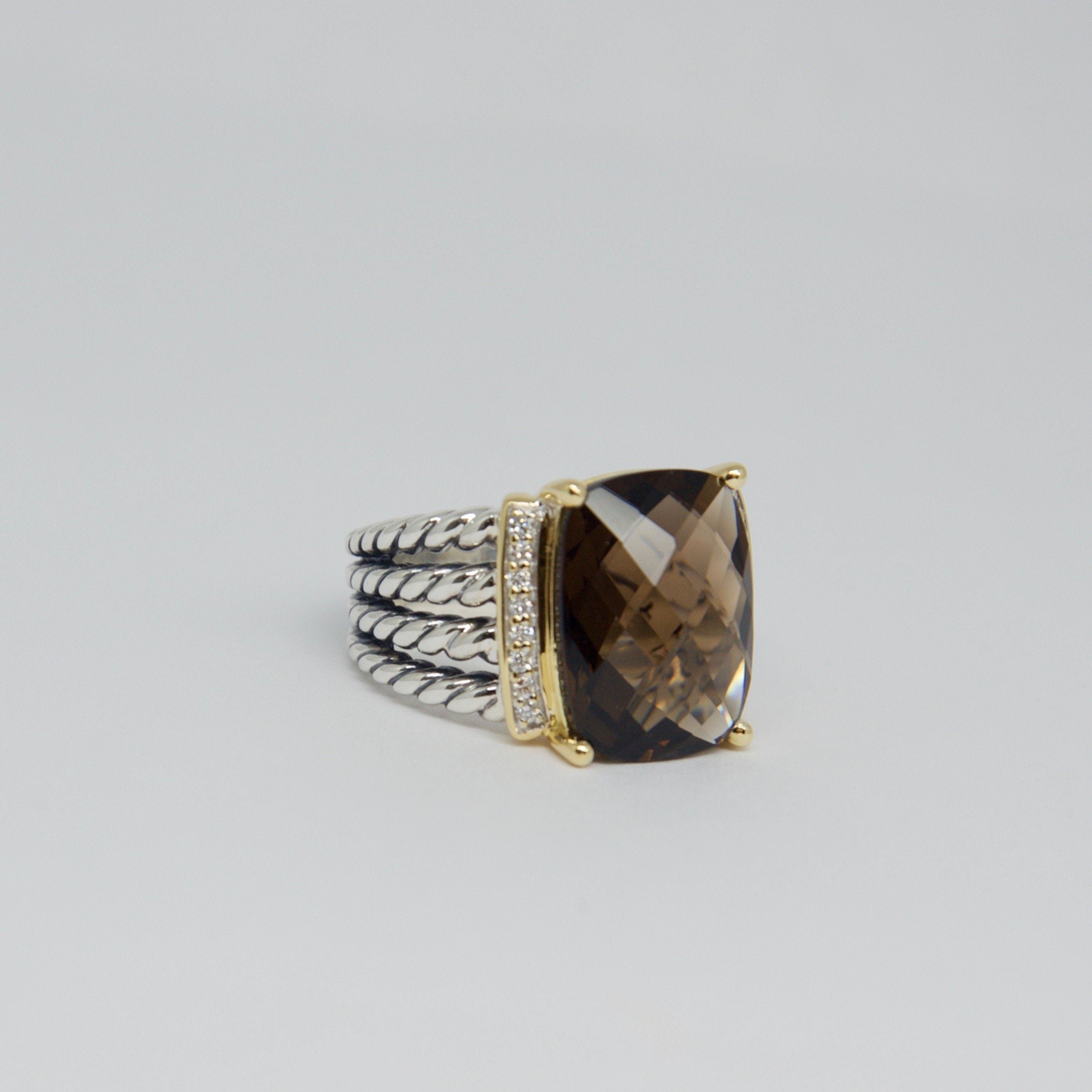 David Yurman Smoky Quartz and Diamond Wheaton Ring