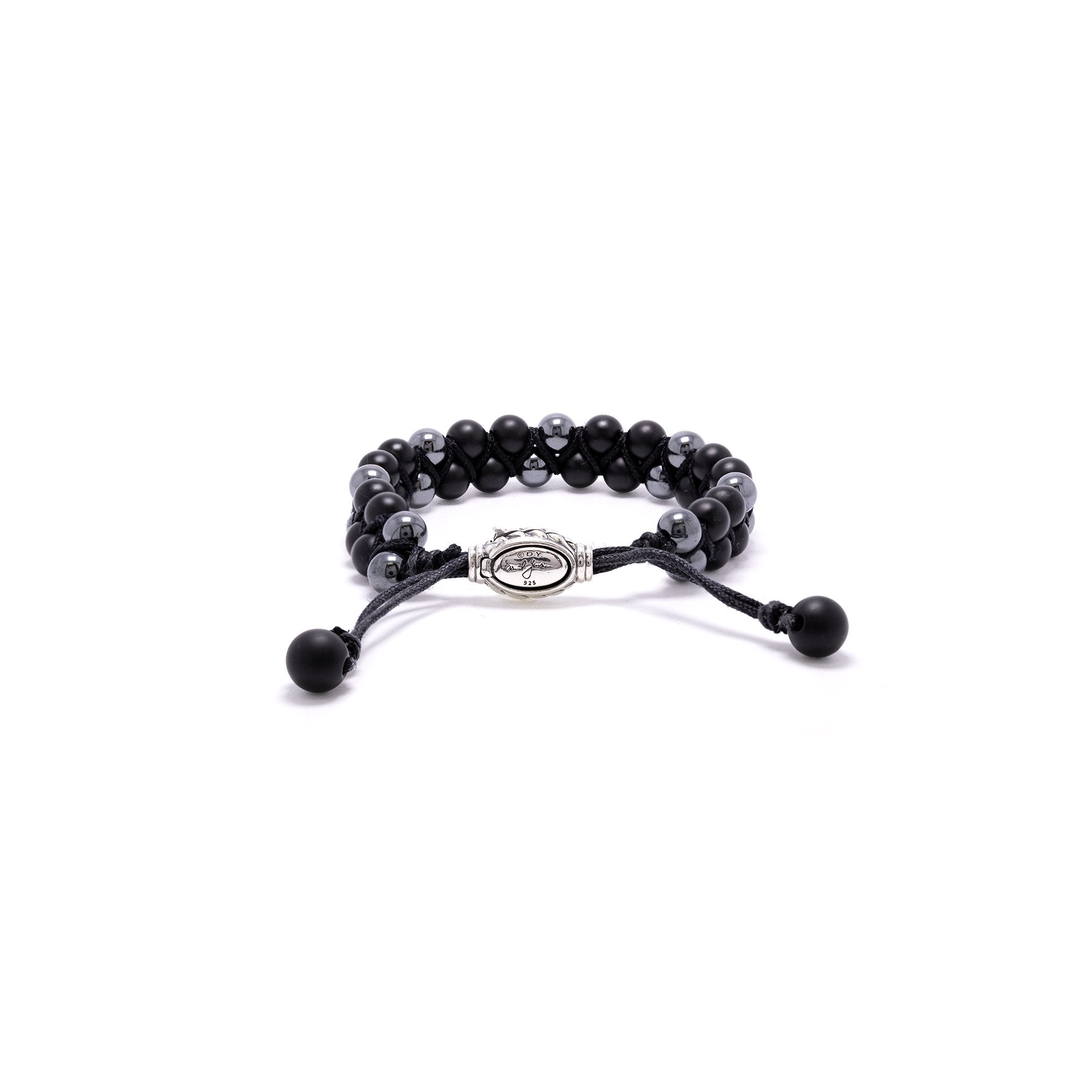 David Yurman Spiritual Two-Row Black Onyx & Hematite Bead Bracelet