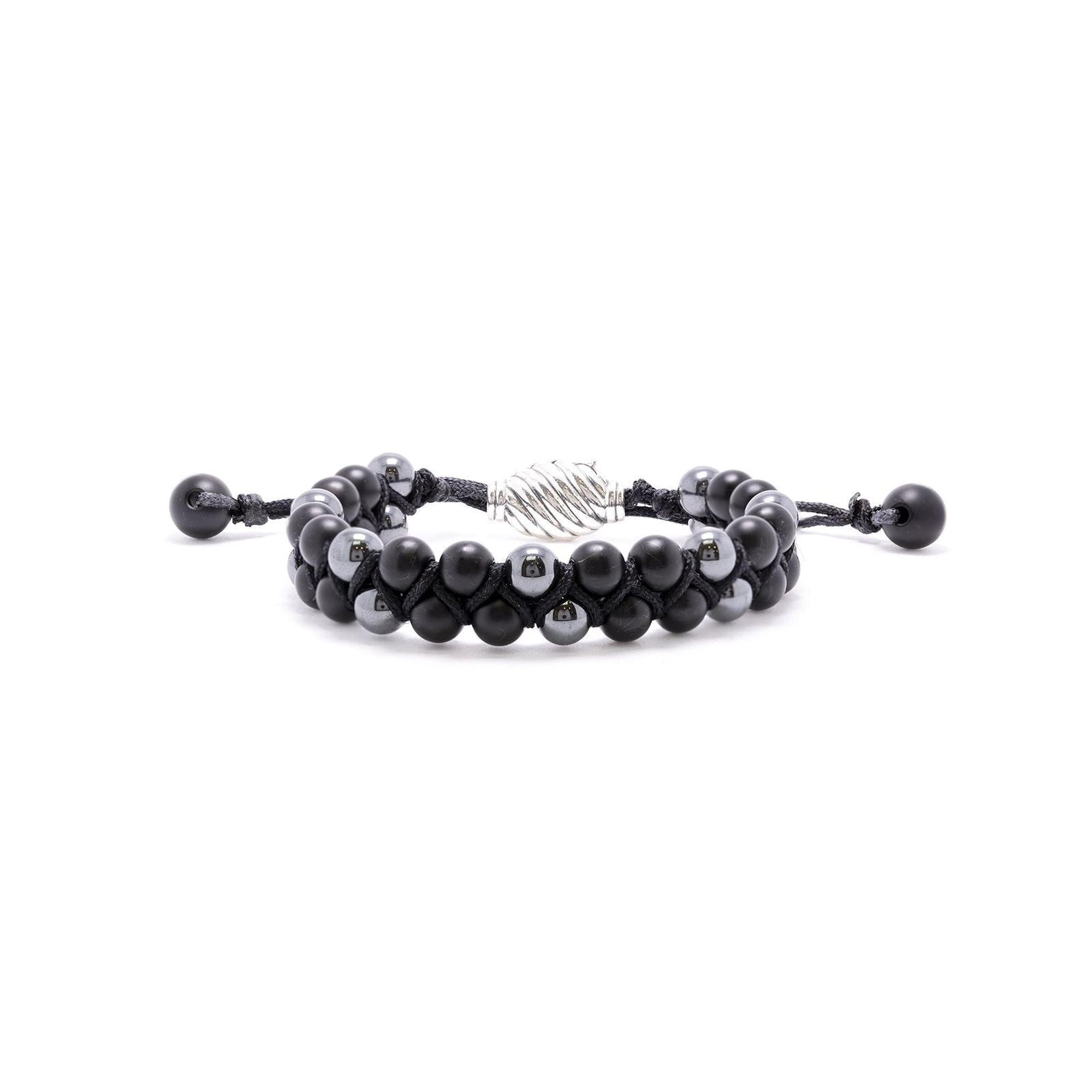 David Yurman Spiritual Two-Row Black Onyx & Hematite Bead Bracelet