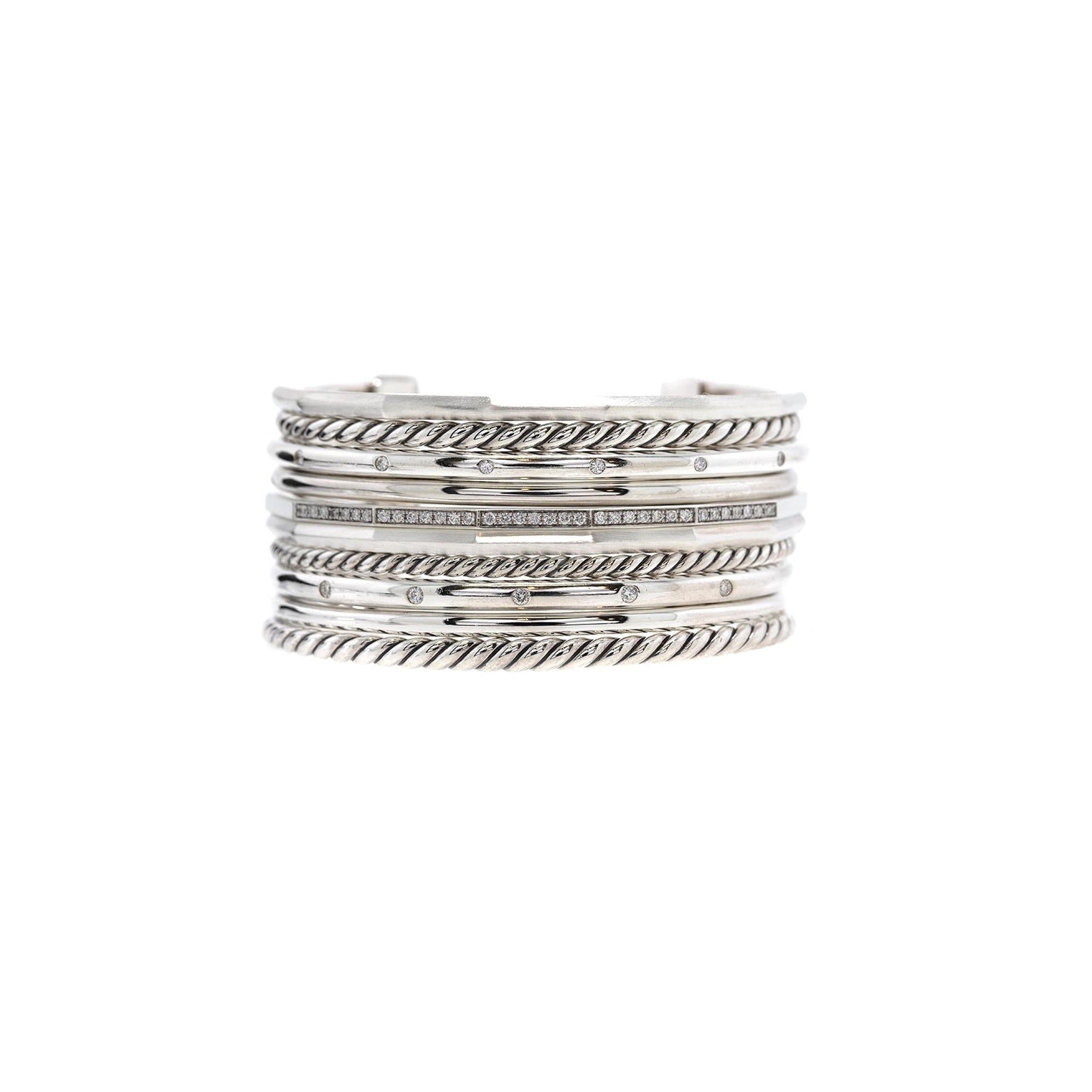 David Yurman Stax Cuff Bracelet with Pave Diamonds