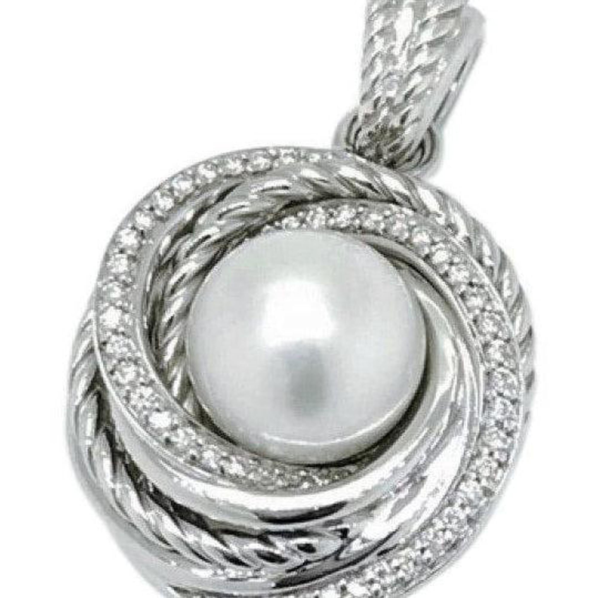 David Yurman Sterling Silver Crossover Diamond (0.27 TCW) and Cultured Pearl Pendant