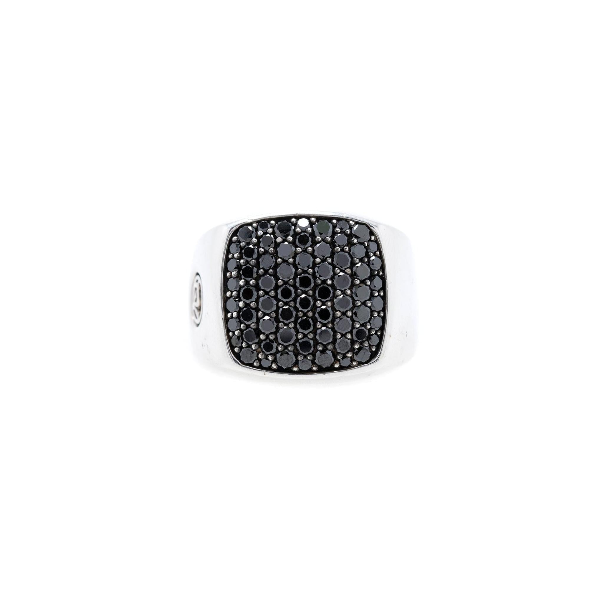 David Yurman Streamline Signet Ring with Pave Black Diamonds