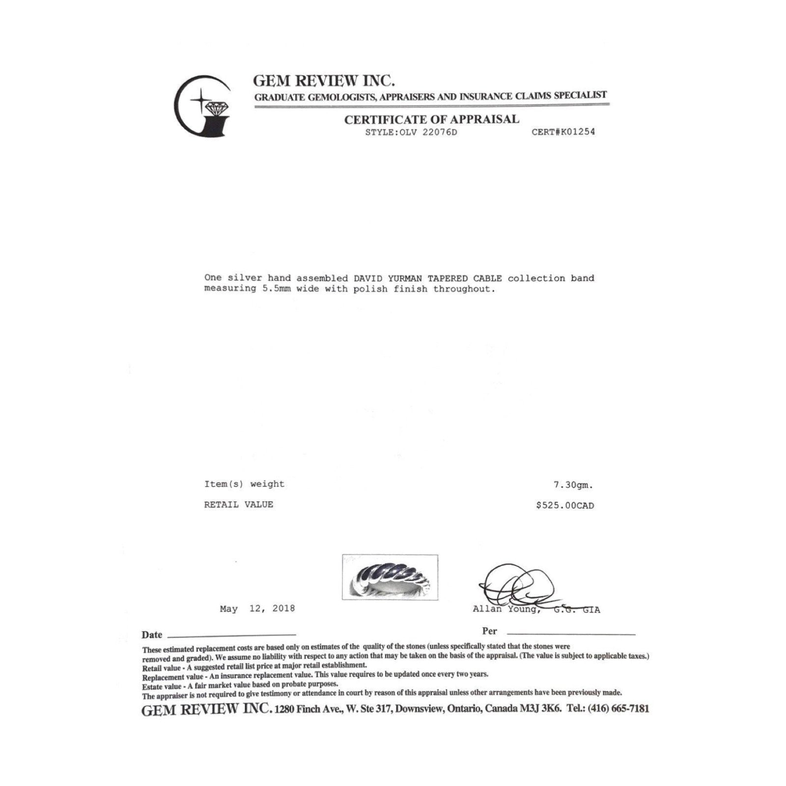 David Yurman Tapered Cable Band