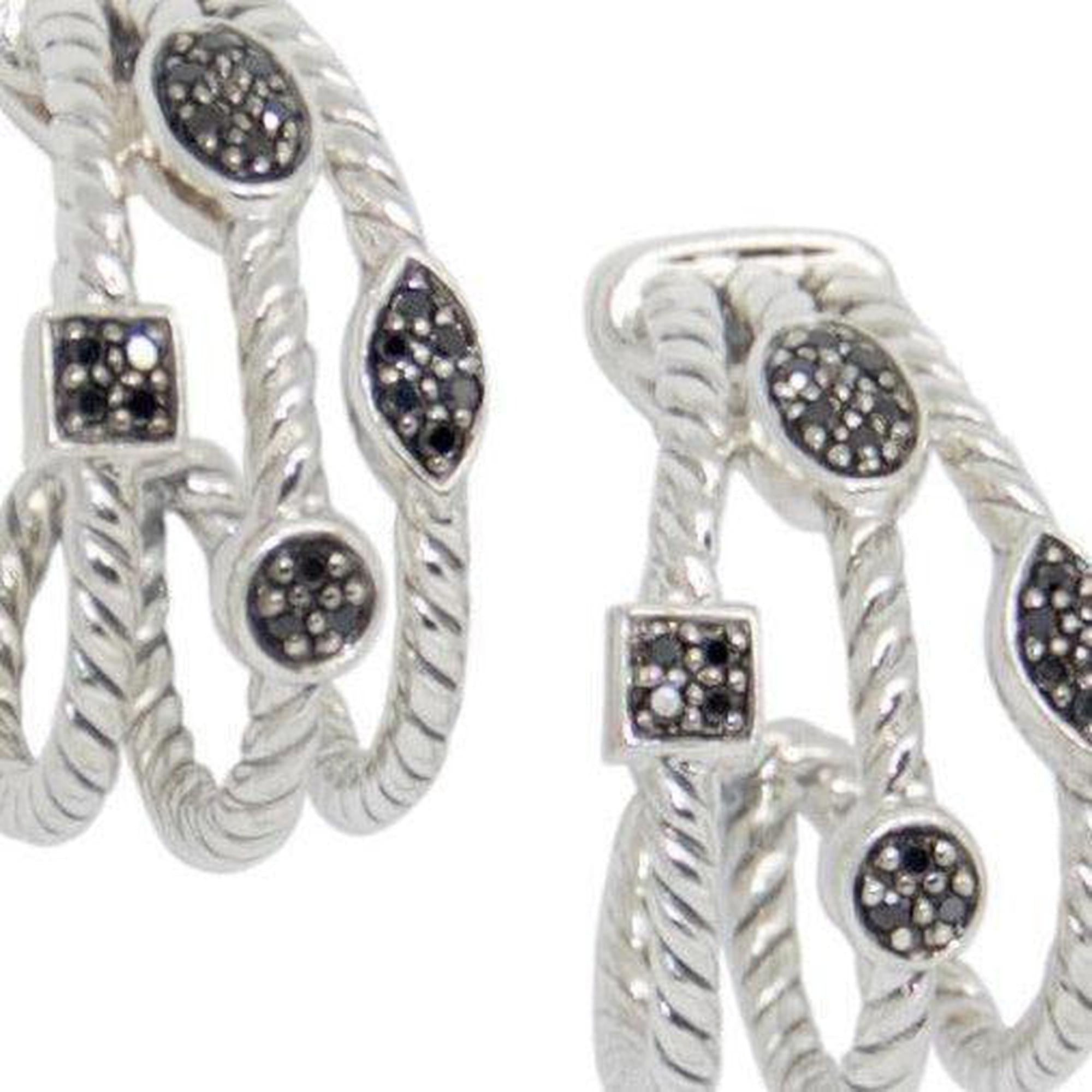 David Yurman Three-Row Confetti Earrings with Black Diamonds