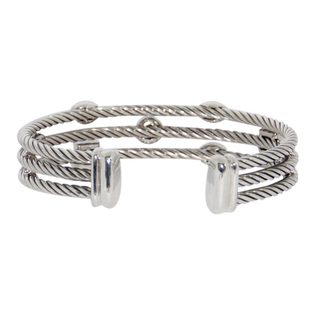 David Yurman Three Row Diamond Confetti Ice Cuff Bracelet