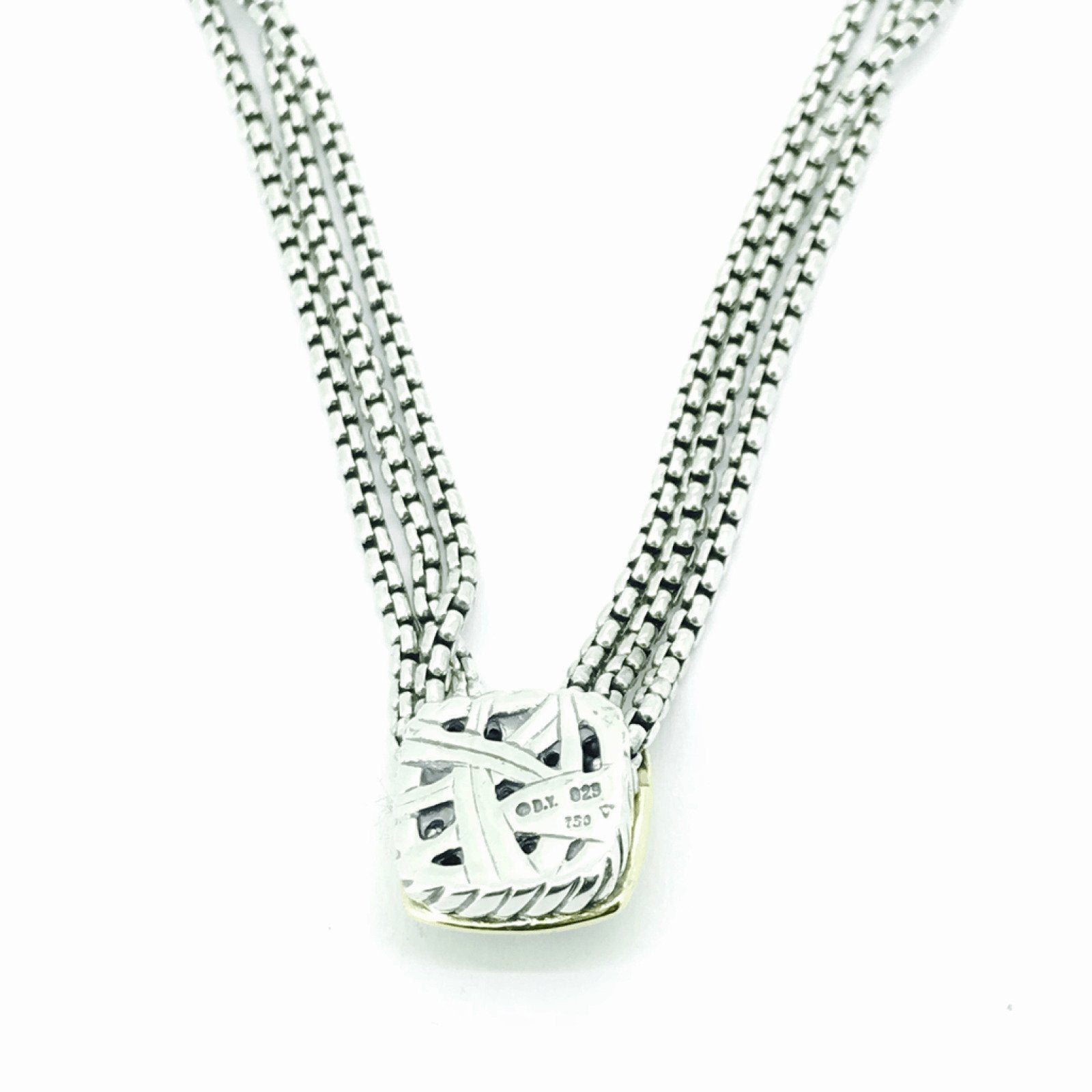 David Yurman Three Strand Pave Diamond Necklace