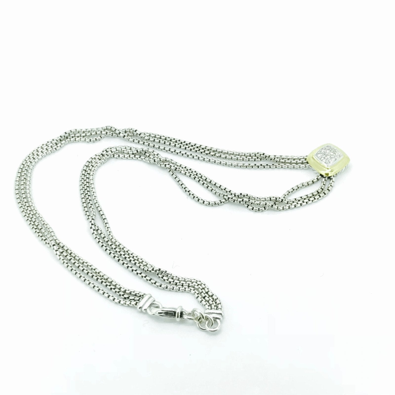 David Yurman Three Strand Pave Diamond Necklace