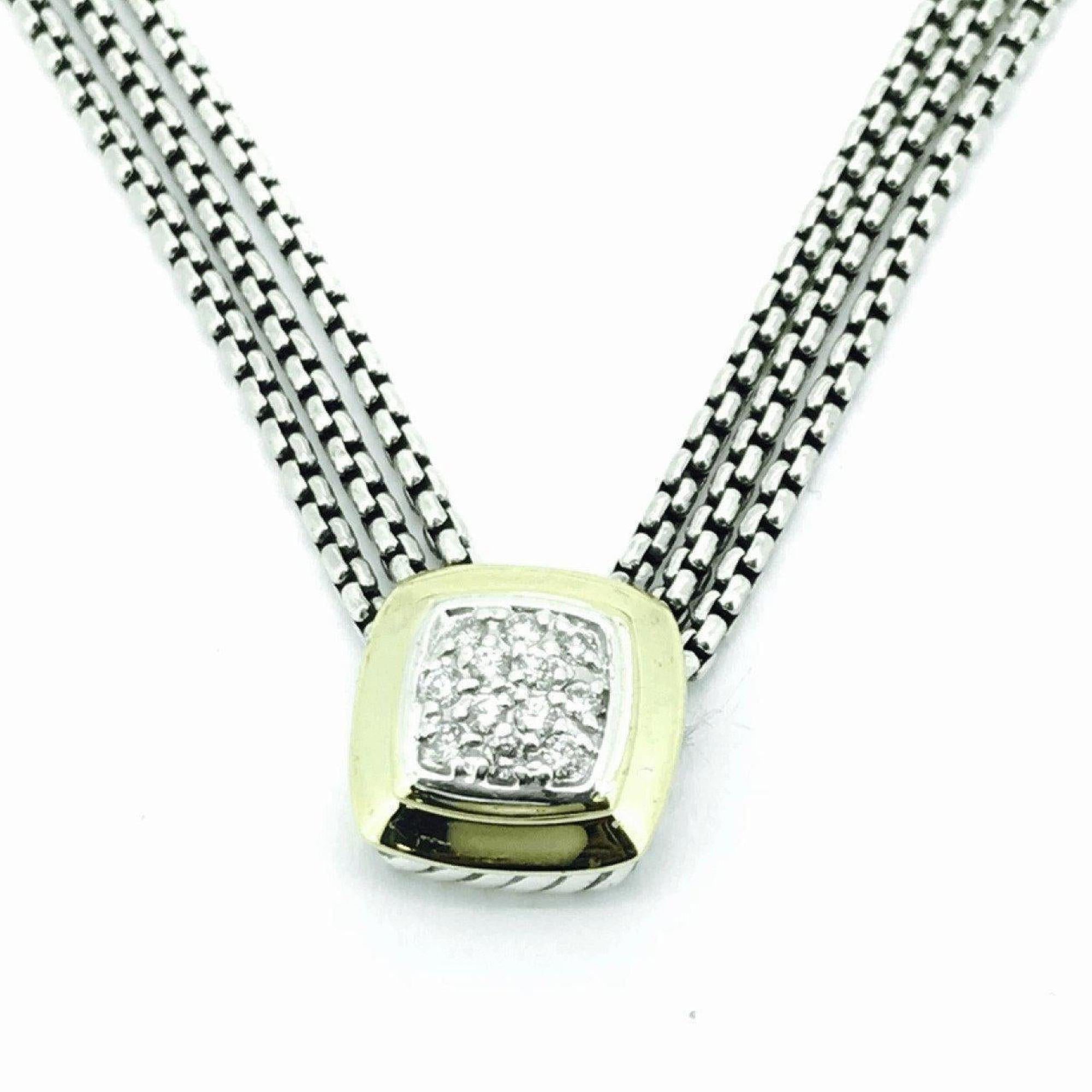 David Yurman Three Strand Pave Diamond Necklace