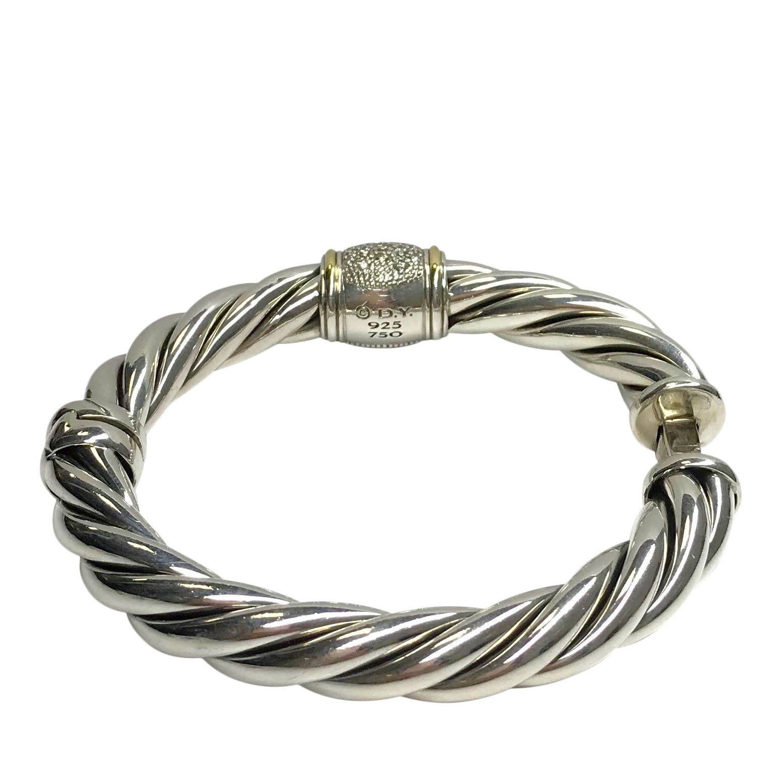 David Yurman Two-Tone 9 mm Cable Bracelet with Diamonds