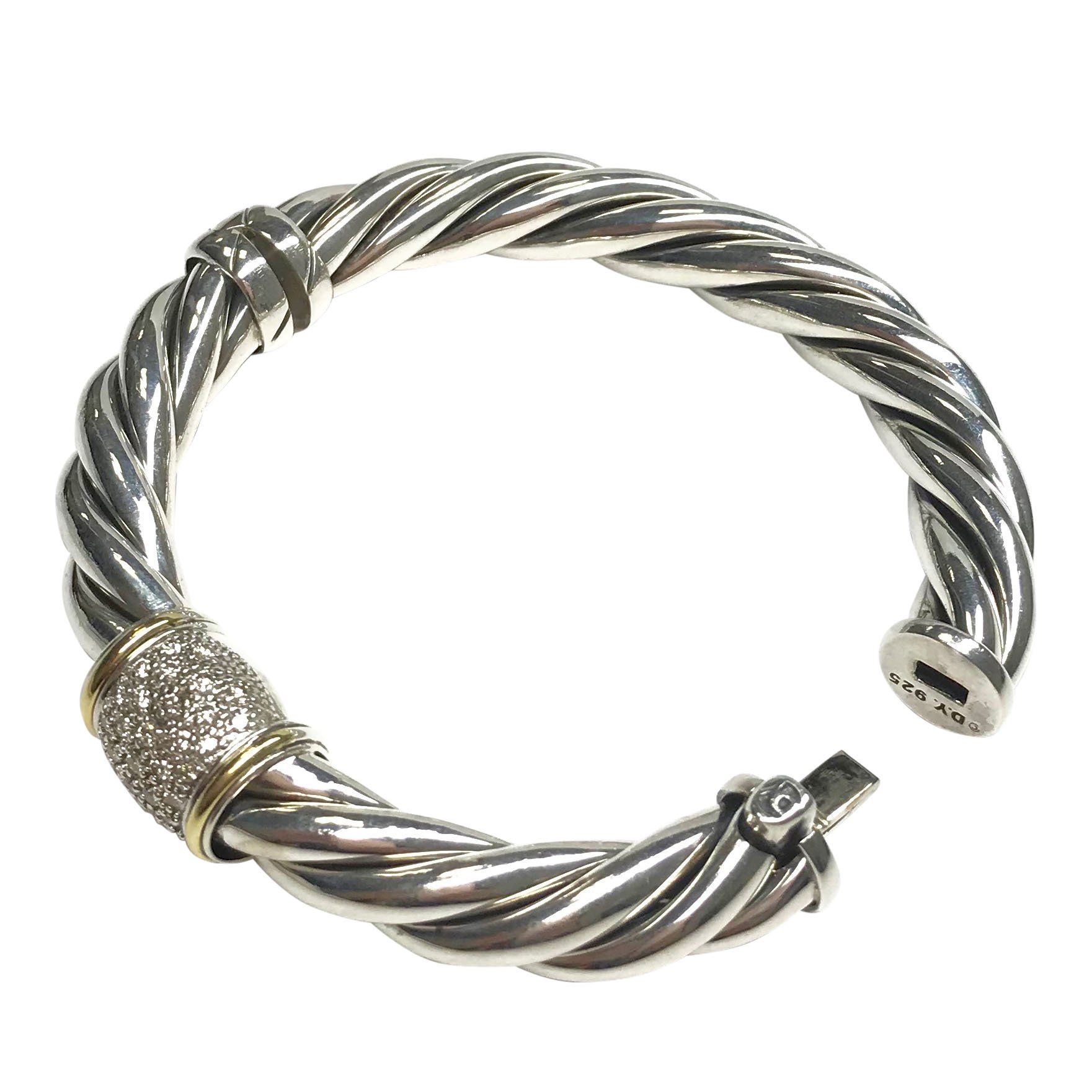 David Yurman Two-Tone 9 mm Cable Bracelet with Diamonds