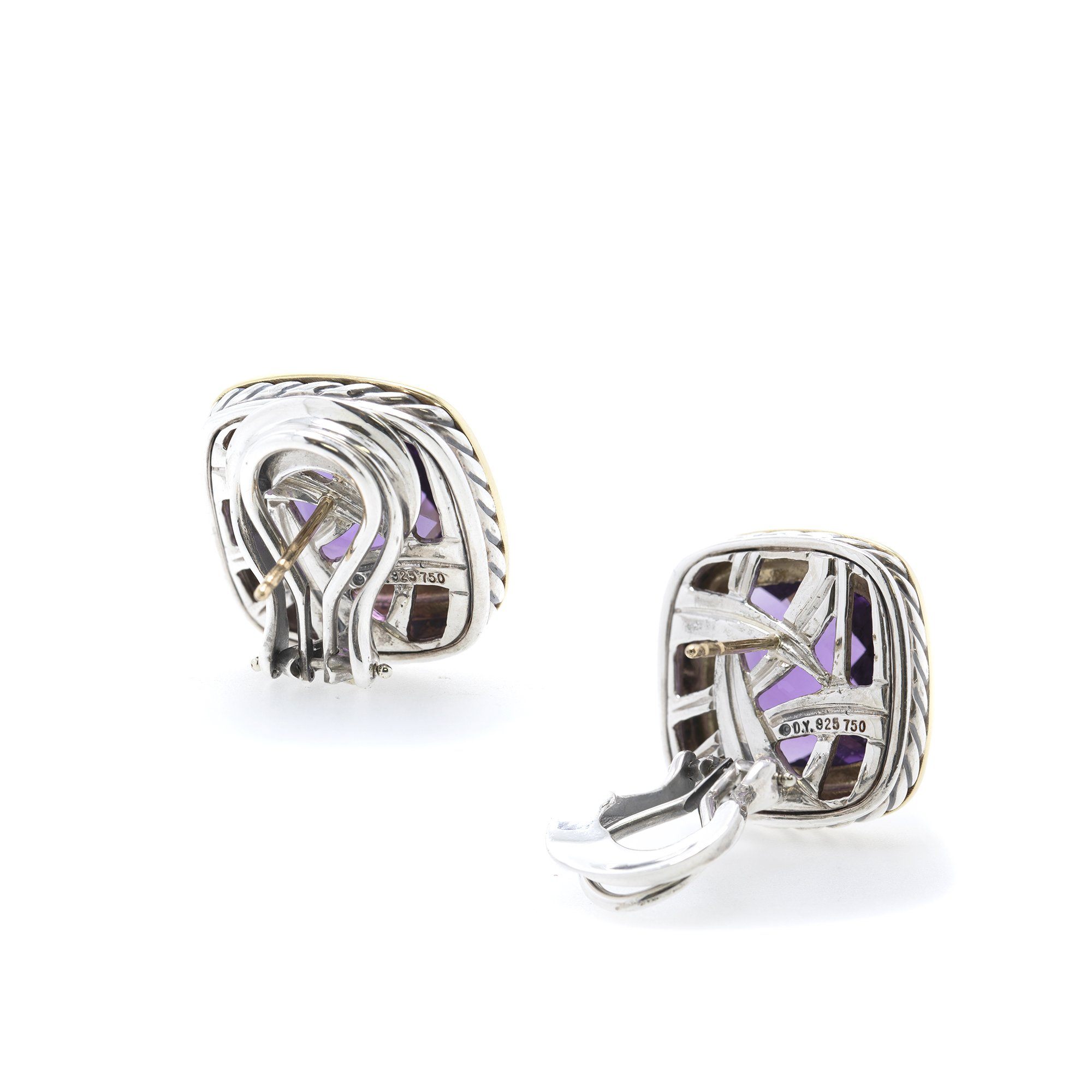 David Yurman Two-Tone Albion Earrings with Amethyst