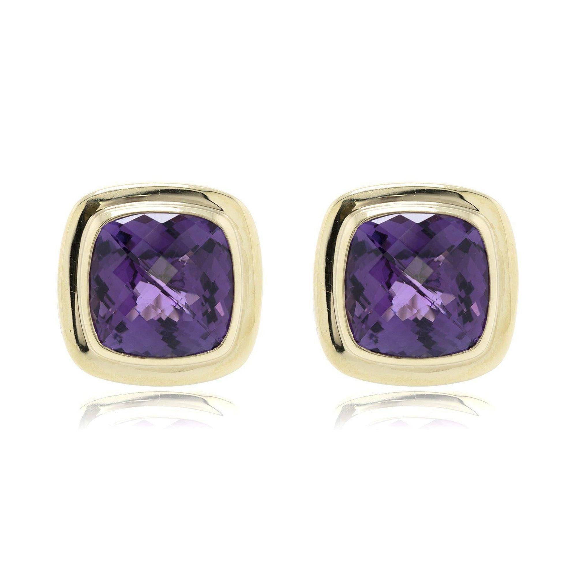 David Yurman Two-Tone Albion Earrings with Amethyst