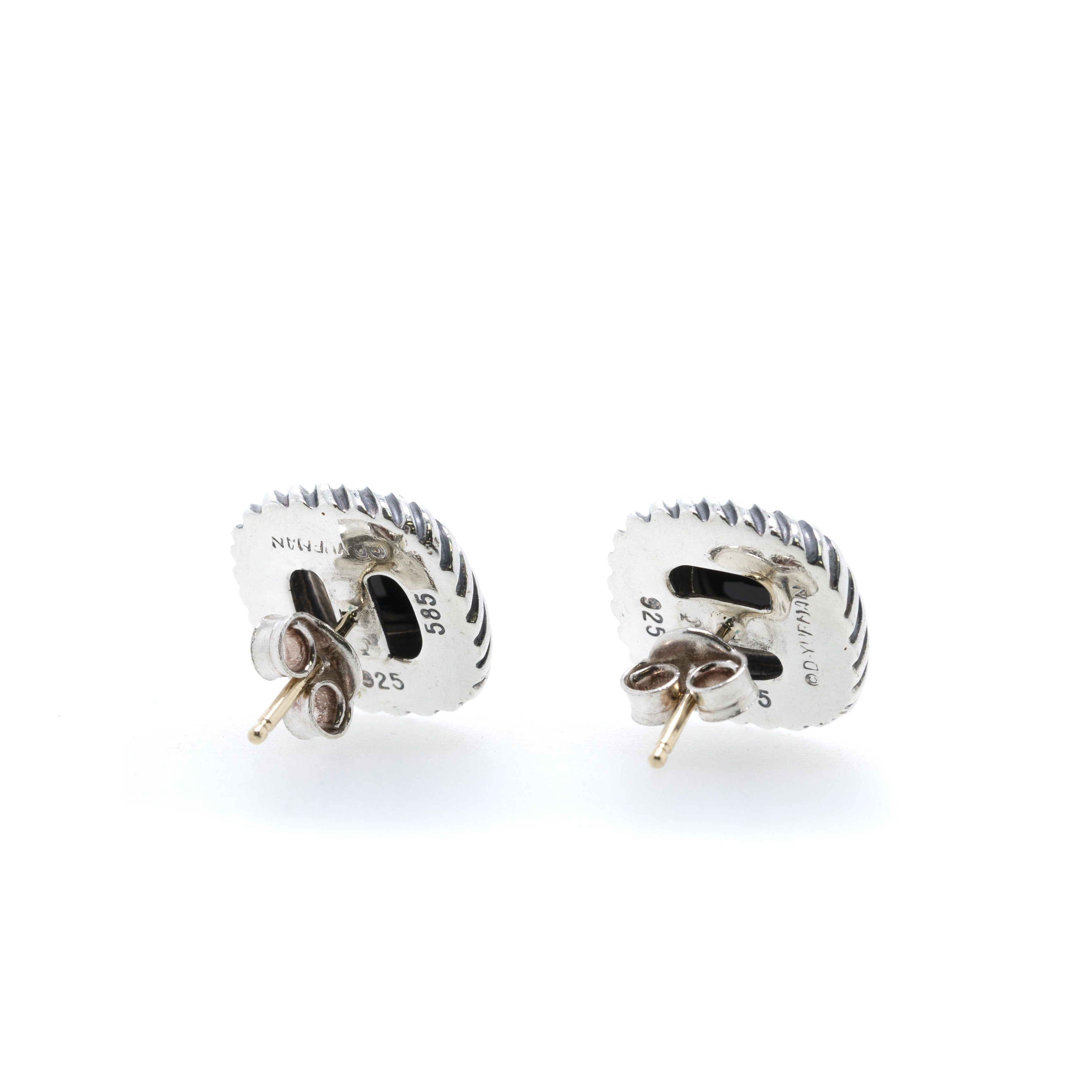 David Yurman Two-Tone Albion Stud Earrings with Black Onyx