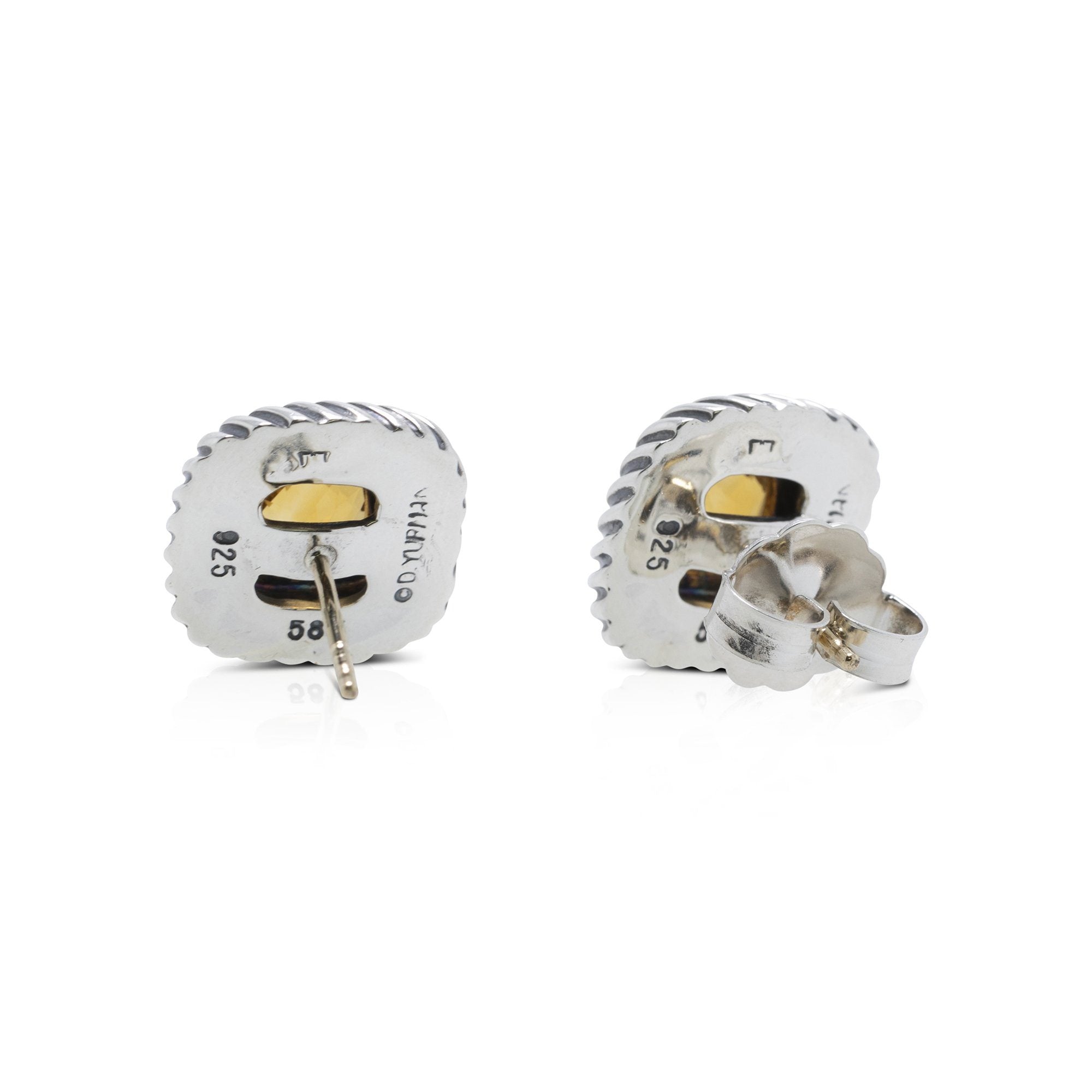 David Yurman Two-Tone Albion Stud Earrings with Citrine