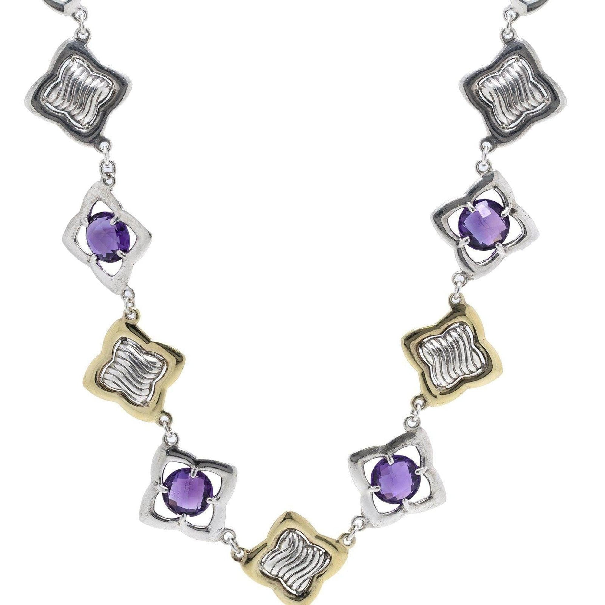 David Yurman Two-Tone Amethyst Quatrefoil Necklace