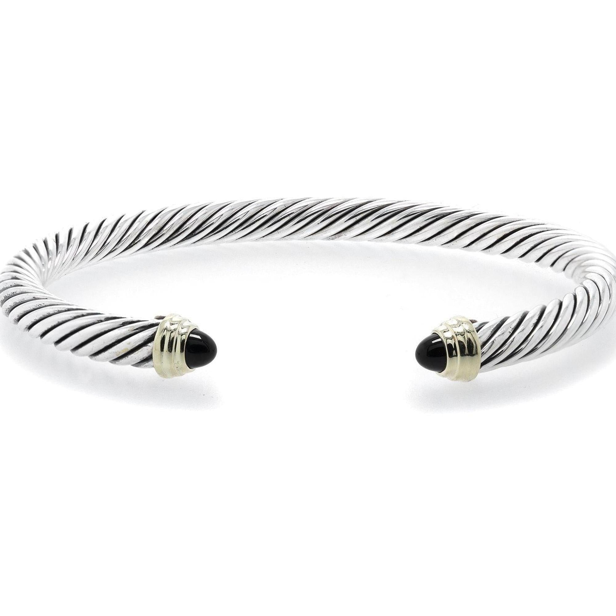 David Yurman Two-Tone Cable Classics Bracelet with Black Onyx
