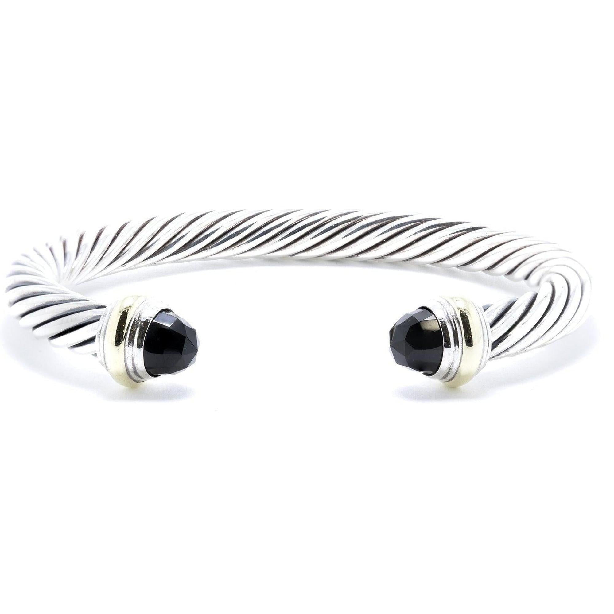 David Yurman Two-Tone Cable Classics Bracelet with Black Onyx