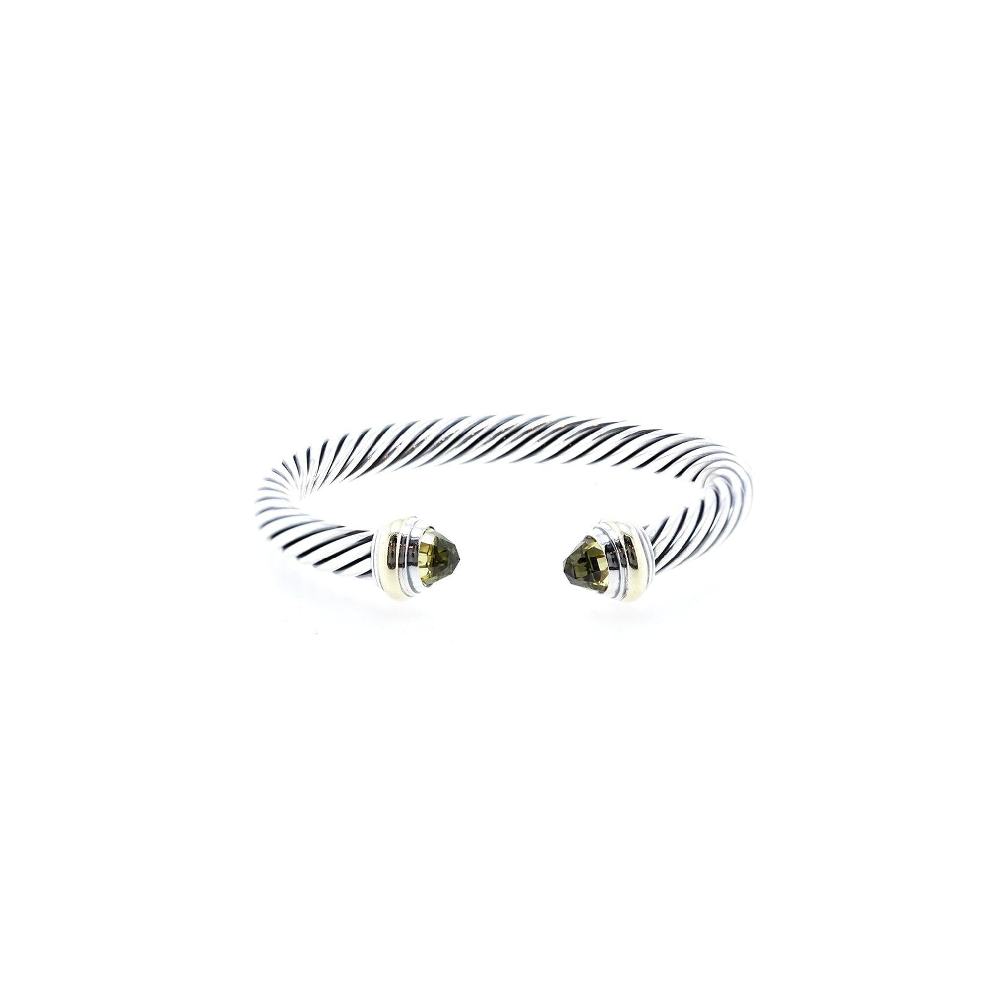 David Yurman Two-Tone Cable Classics Bracelet with Prasiolite