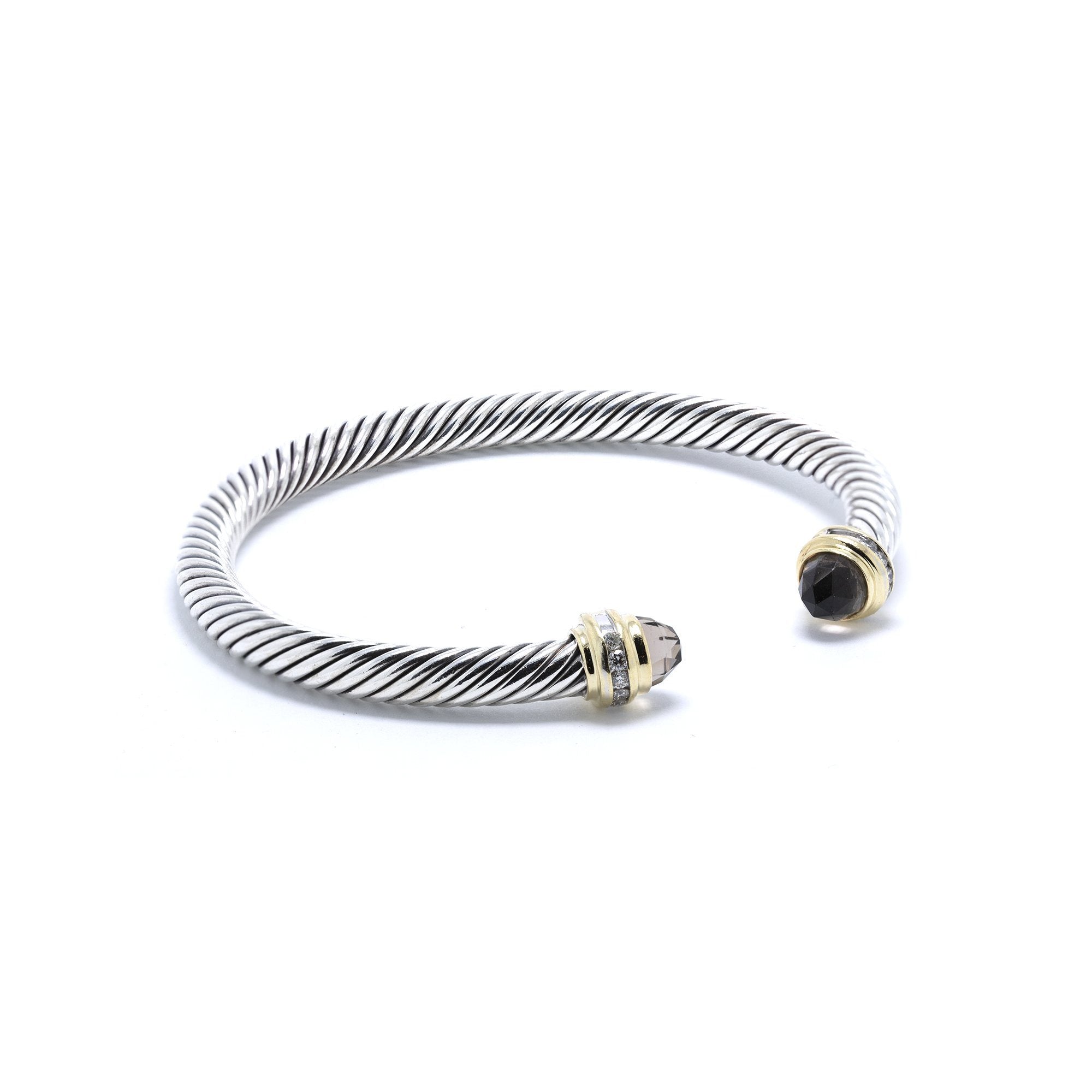 David Yurman Two-Tone Cable Classics Bracelet with Smoky Quartz & Diamonds