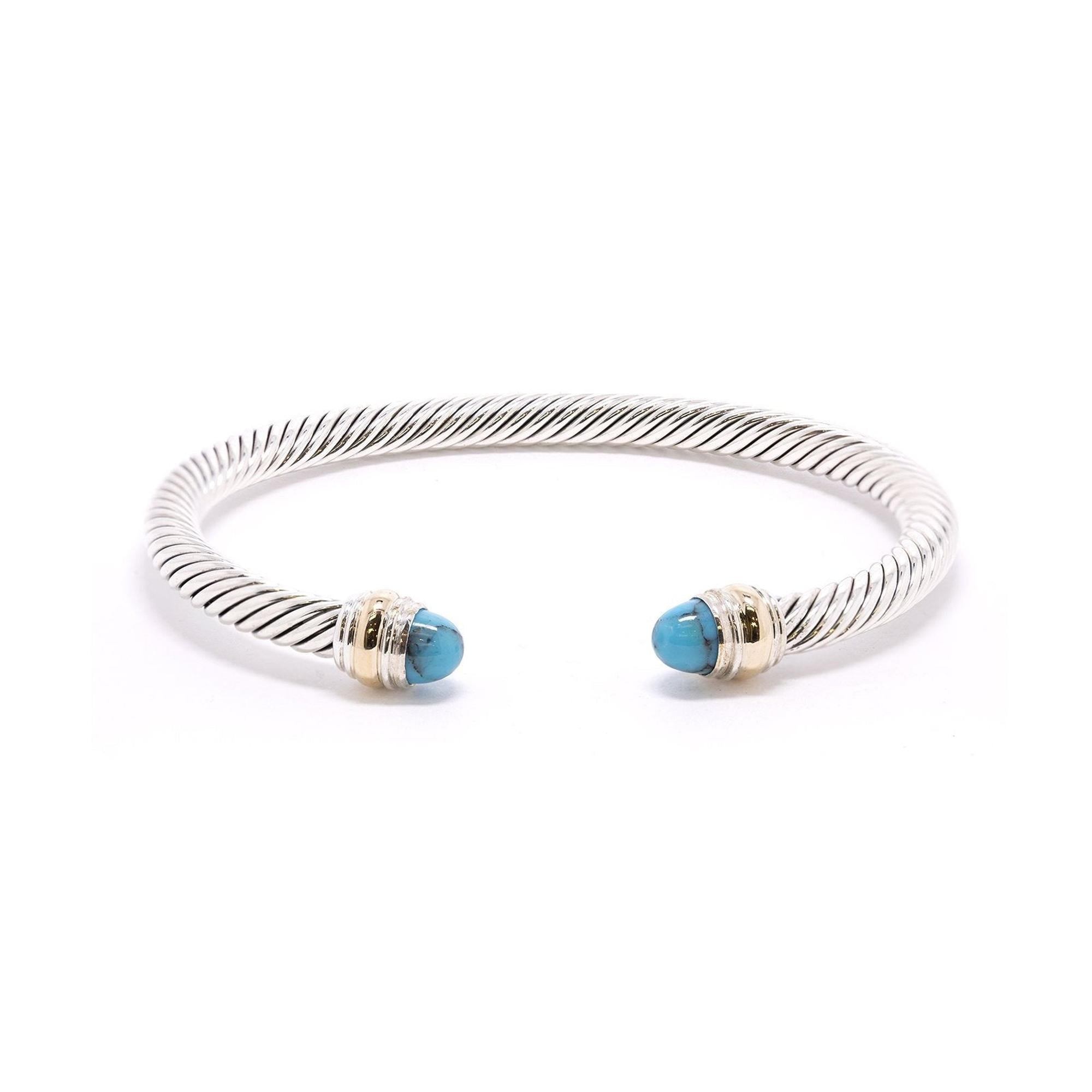 David Yurman Two-Tone Cable Classics Bracelet with Turquoise