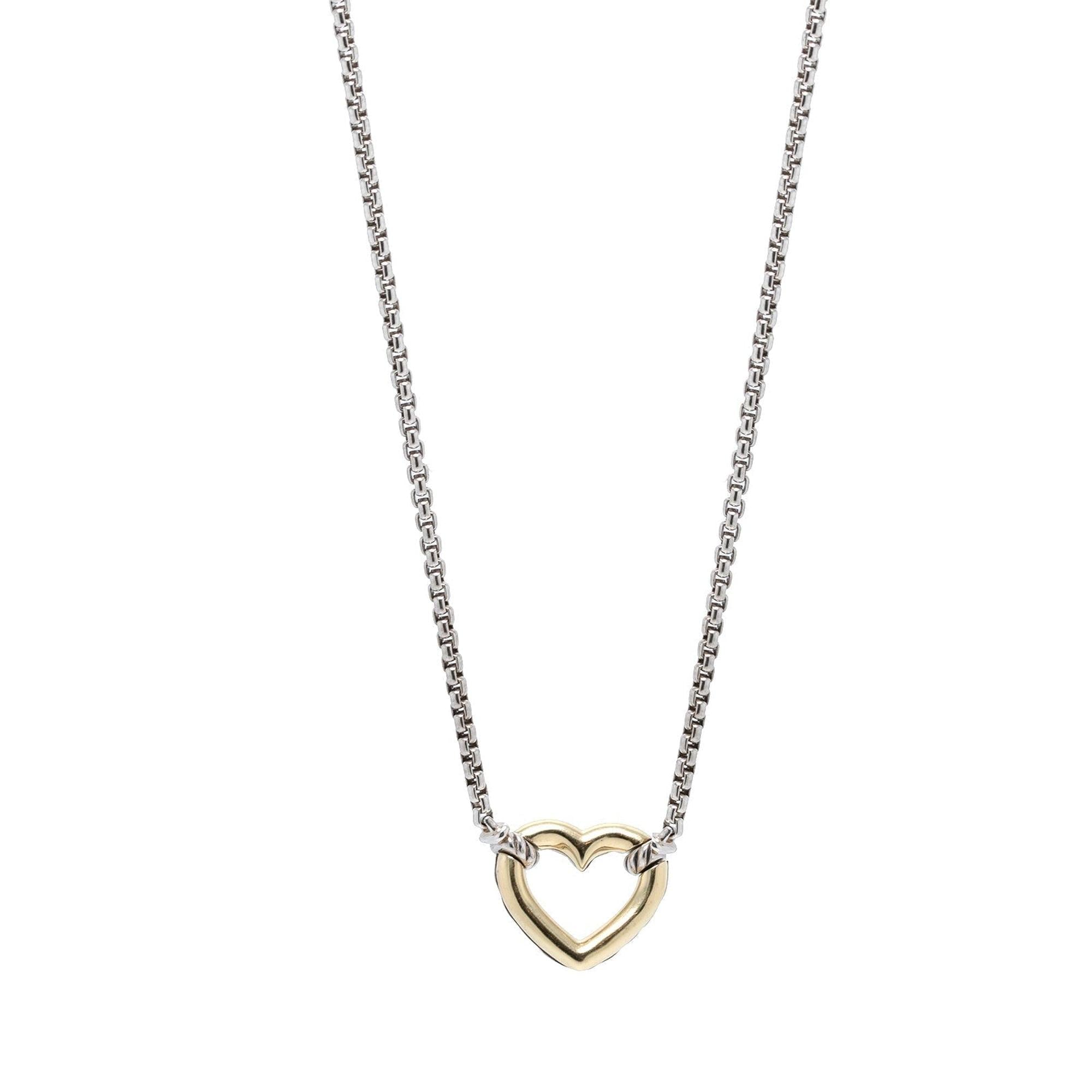 David Yurman Two-Tone Cable Collectibles Heart Station Necklace