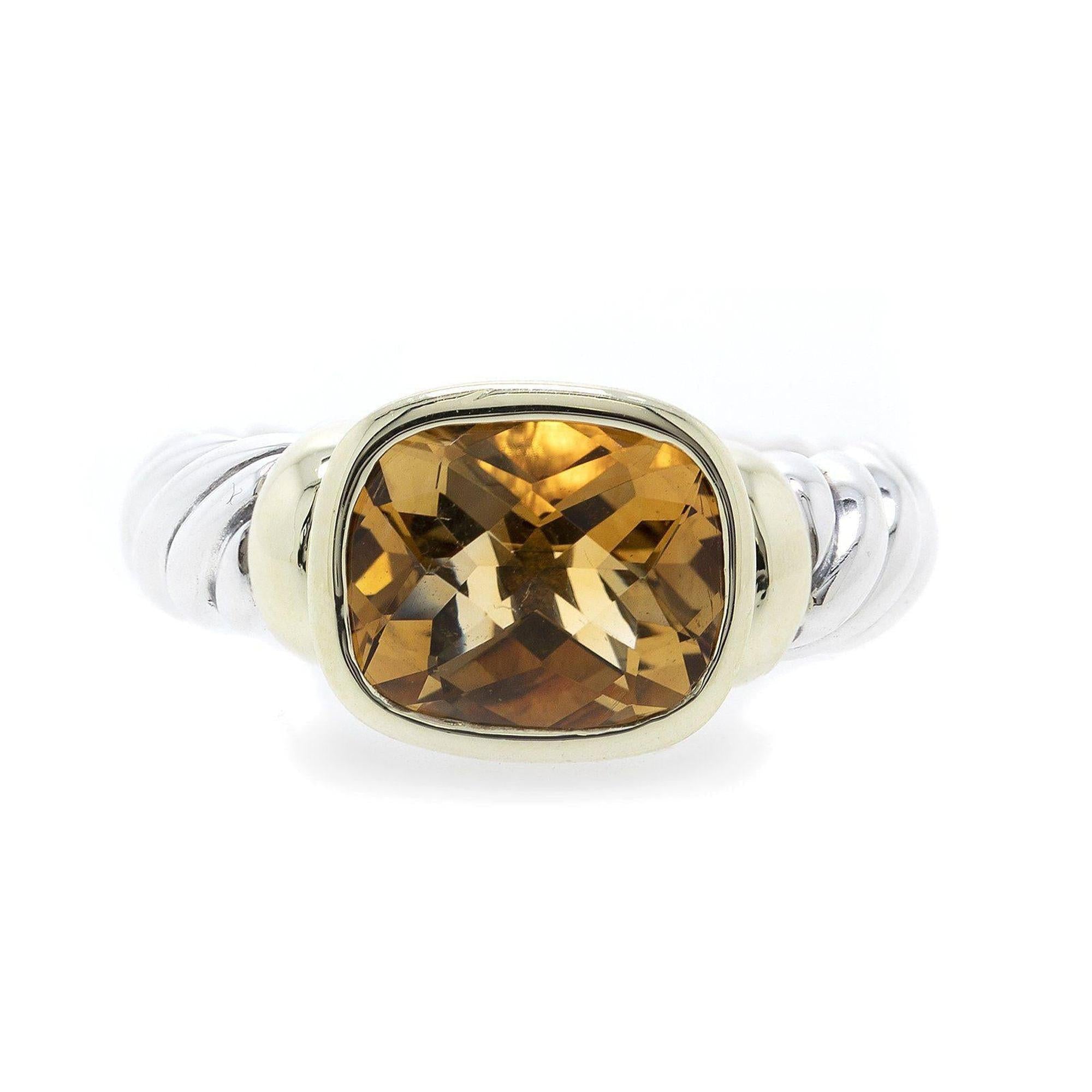David Yurman Two-Tone Citrine Noblesse Cocktail Ring