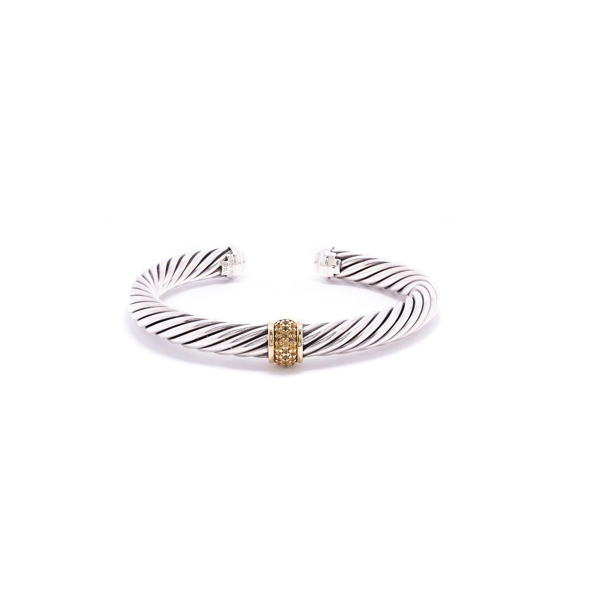 David Yurman Two-Tone Citrine Station Cable Bracelet