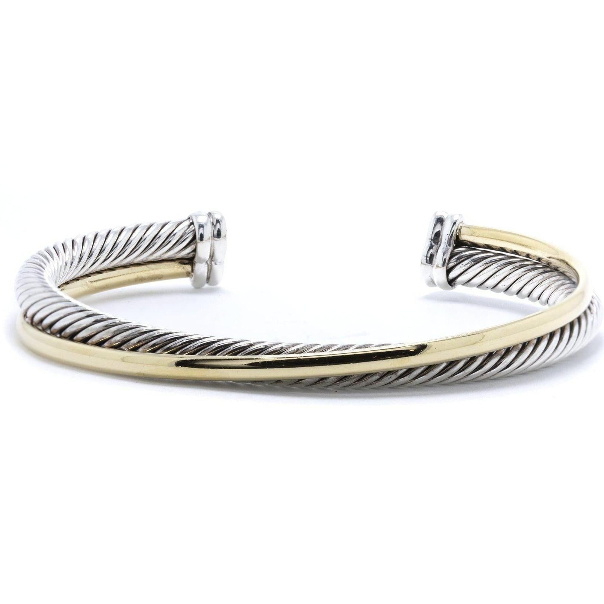 David Yurman Two-Tone Crossover Cuff Bracelet, 5 mm