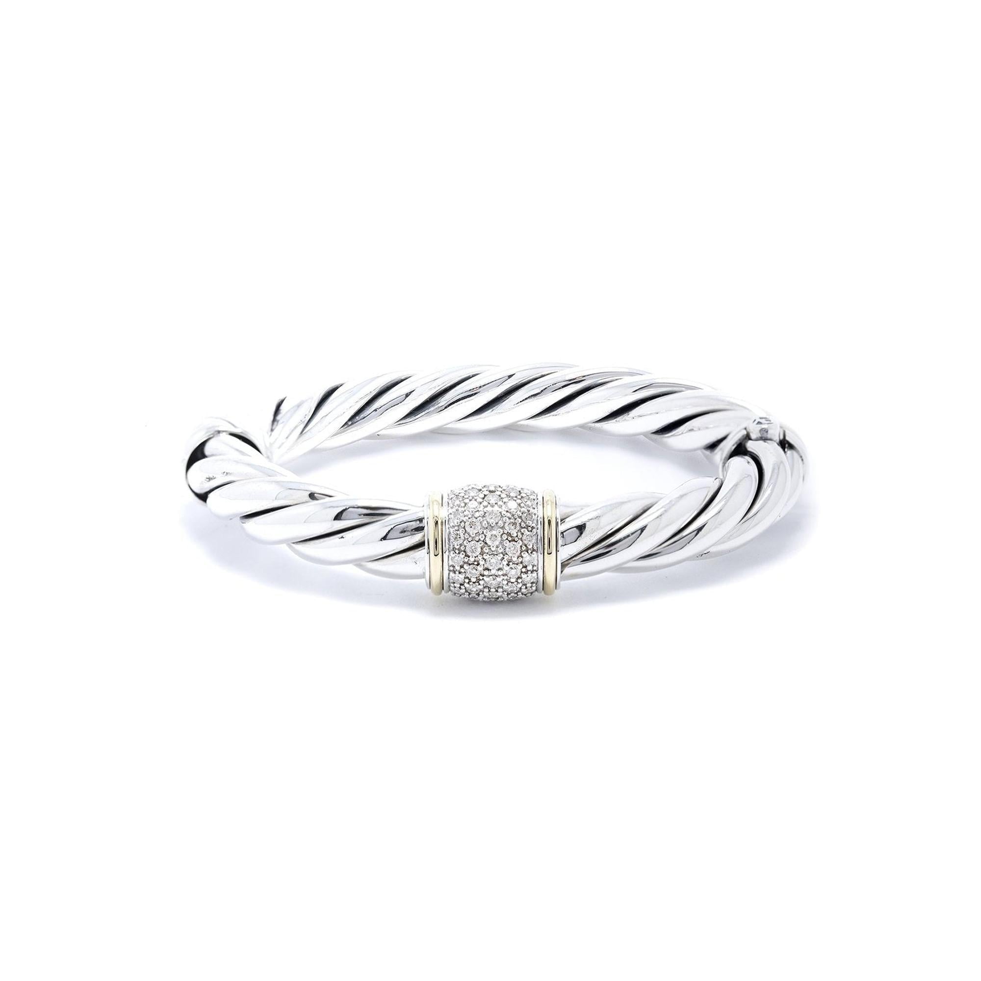 David Yurman Two-Tone Diamond Station Cable Bracelet