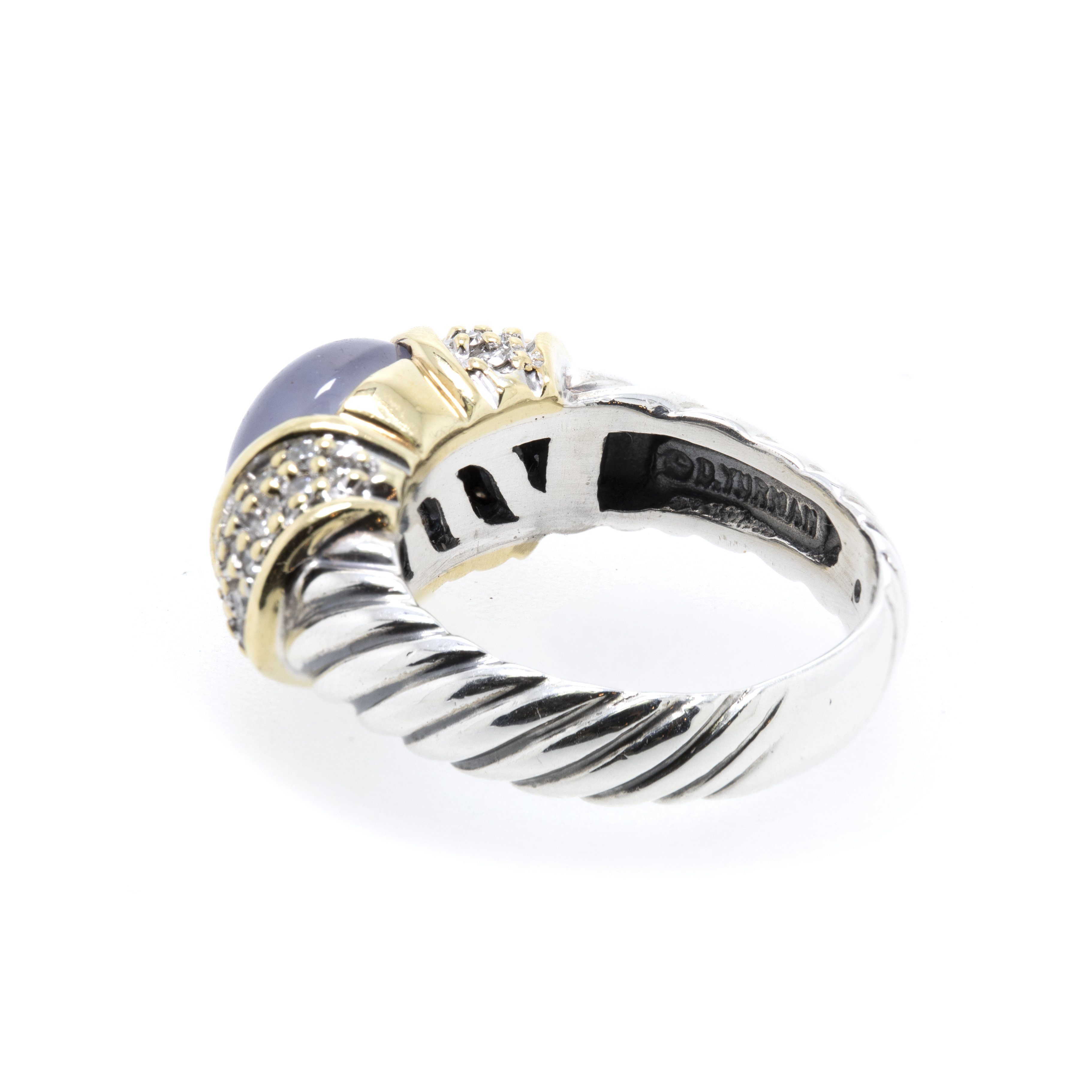 David Yurman Two-Tone Dyed Chalcedony and Diamond Cocktail Ring