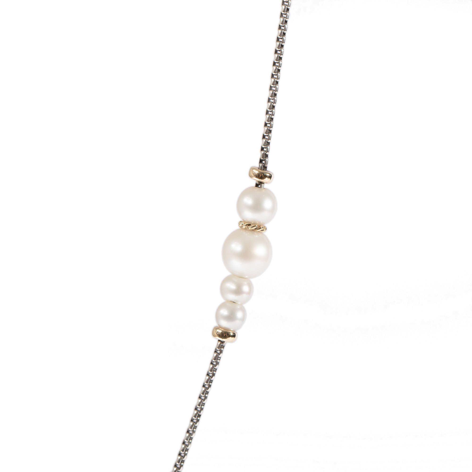 David Yurman Two-Tone Graduated Pearl Station Necklace
